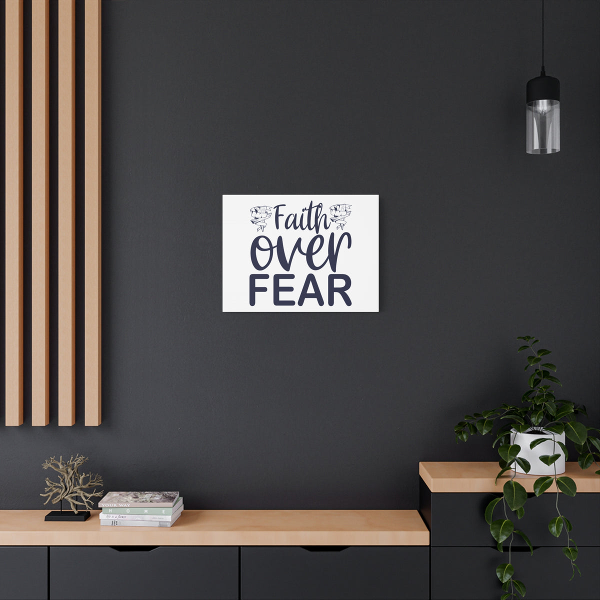 Scripture Walls Faith Over Fear Psalm 34:4 Wood Cross Christian Wall Art Print Ready to Hang-Express Your Love Gifts