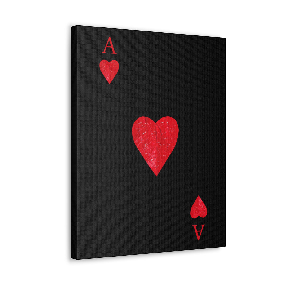 Ace Of Hearts Black Surface Playing Card Canvas Wall Art for Home Decor Ready-to-Hang-Express Your Love Gifts