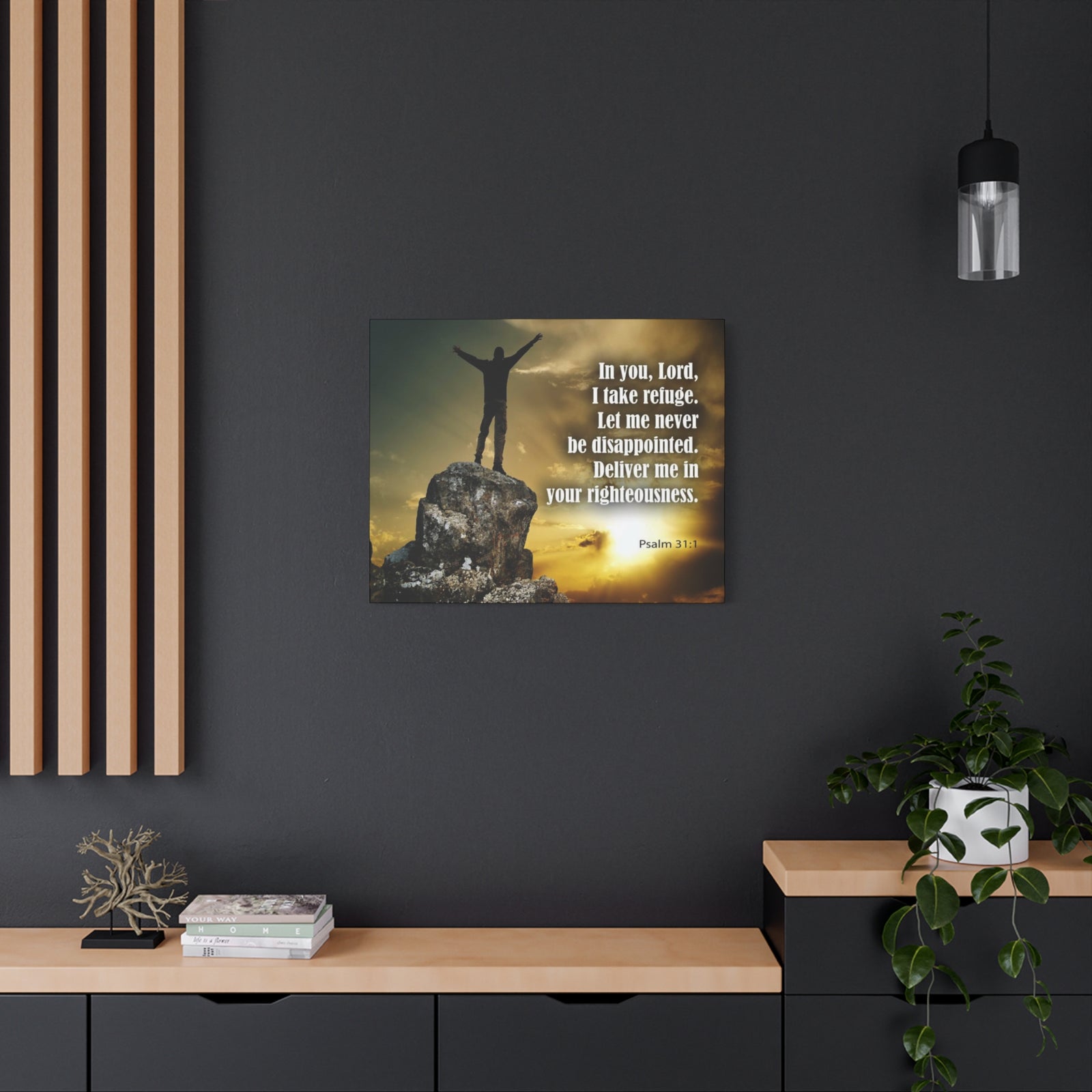 Scripture Canvas Never Be Disappointed Psalm 31:1 Christian Wall Art Bible Verse Print Ready to Hang-Express Your Love Gifts