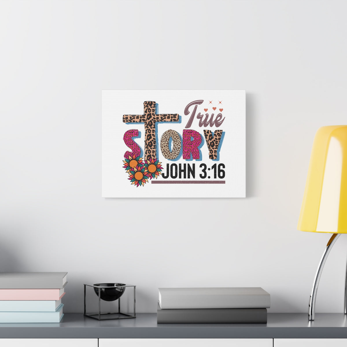 Scripture Walls John 3:16 True Story Bible Verse Canvas Christian Wall Art Ready to Hang Unframed-Express Your Love Gifts