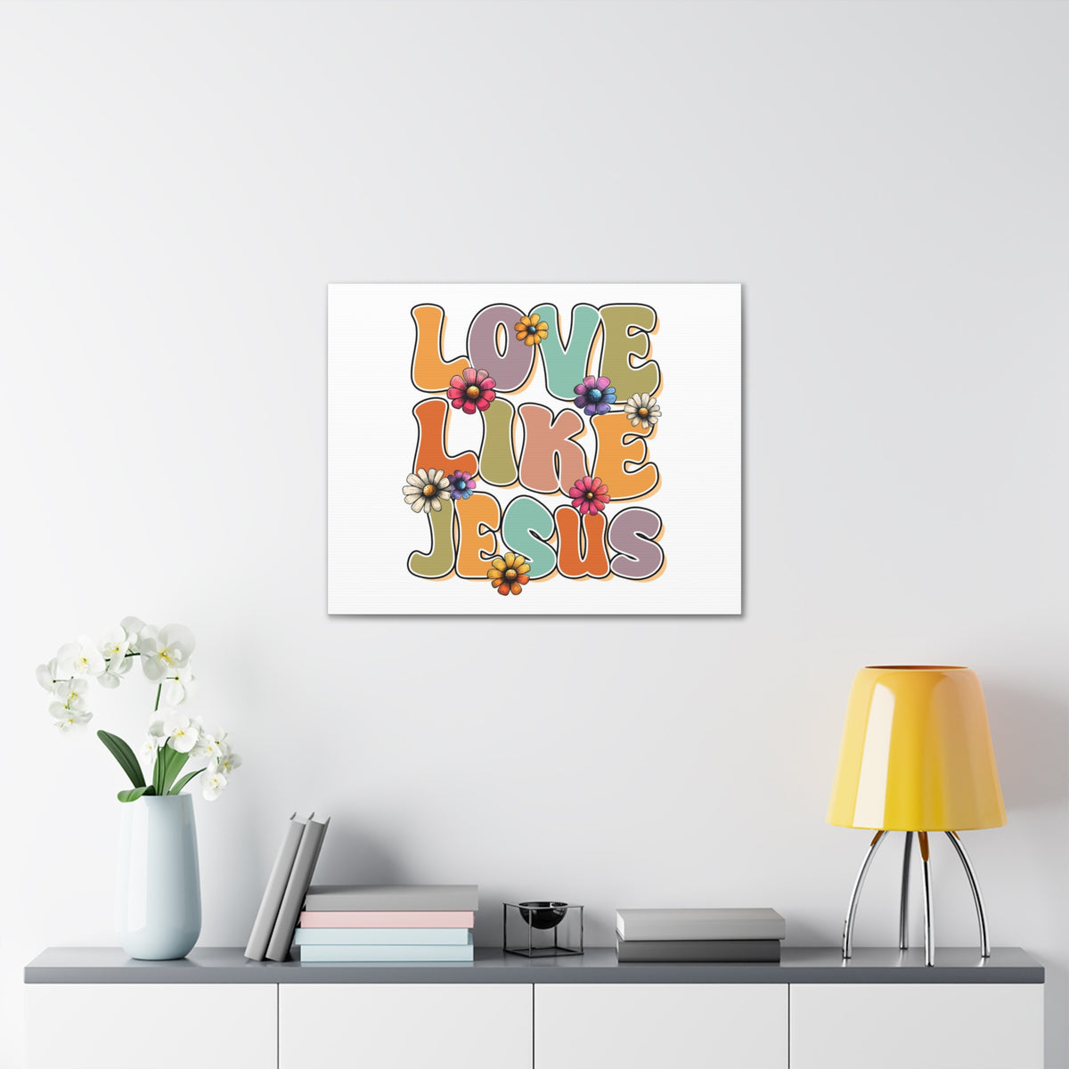 Scripture Walls Love Like Jesus Retro Bible Verse Canvas Christian Wall Art Ready to Hang Unframed-Express Your Love Gifts