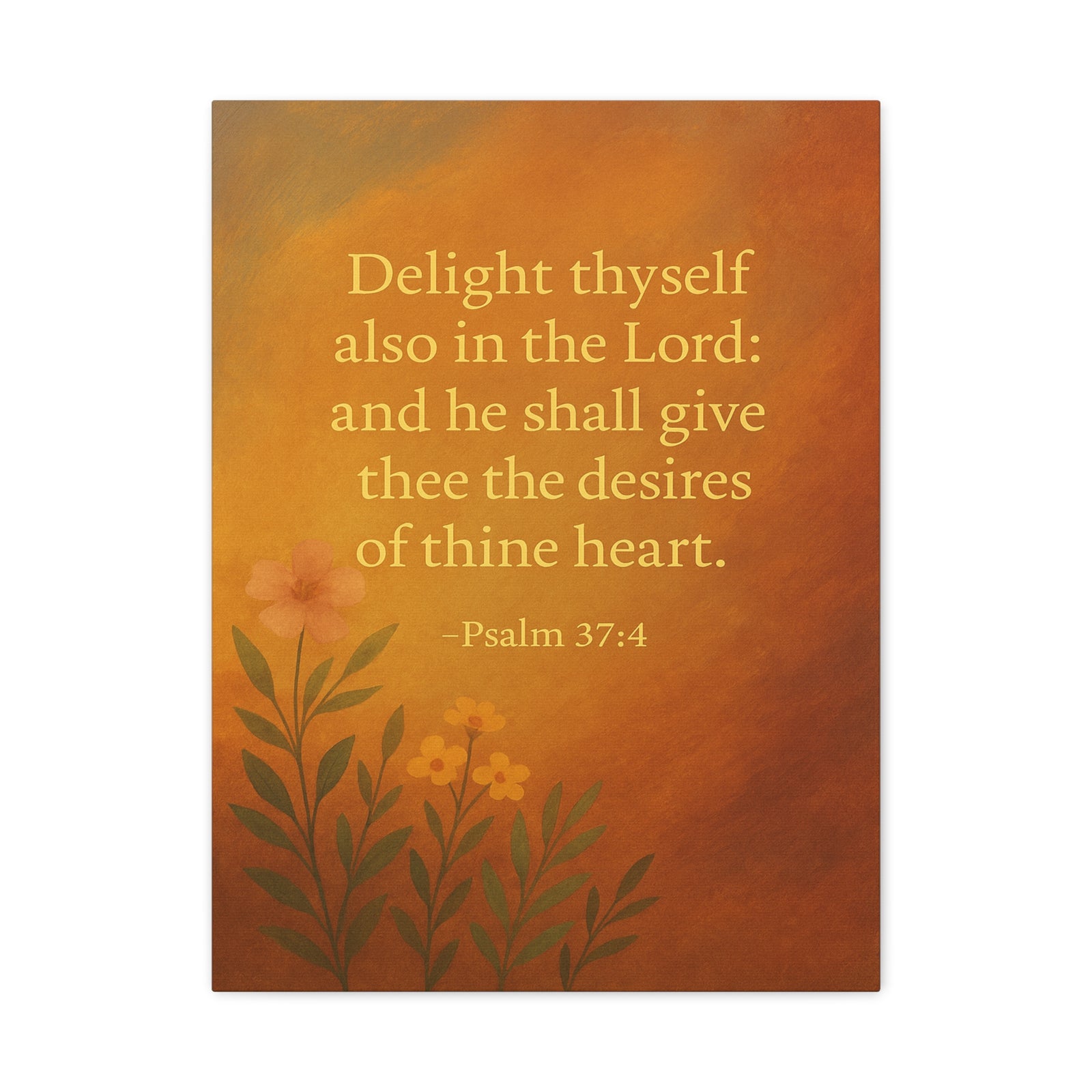 Bible Verse Canvas Psalm 37:4 Christian Home Décor Wall Art Scripture Ready to Hang Faith Print-Express Your Love Gifts