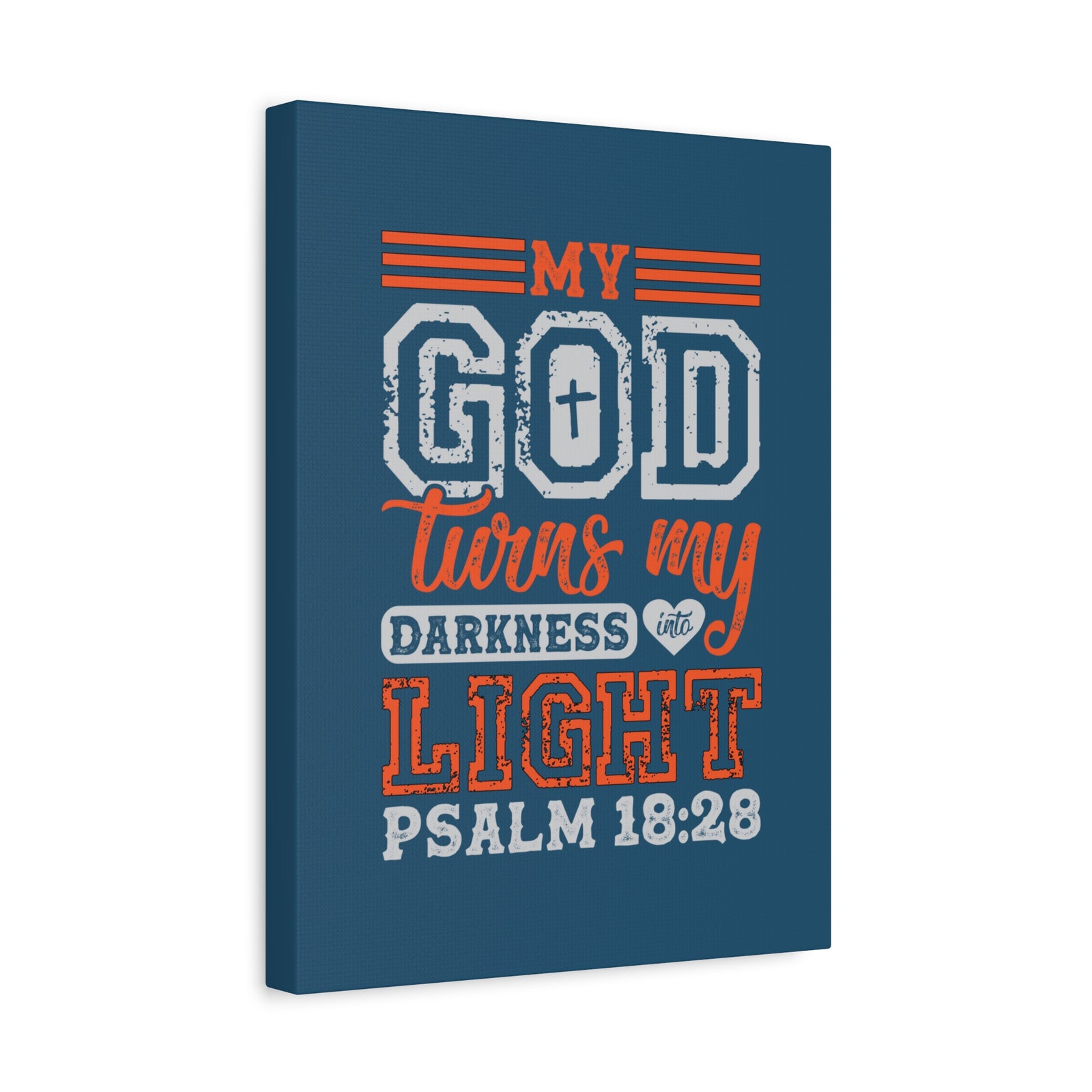 Scripture Walls My God Wins Psalm 18:28 Dark Blue Bible Verse Canvas Christian Wall Art Ready to Hang-Express Your Love Gifts