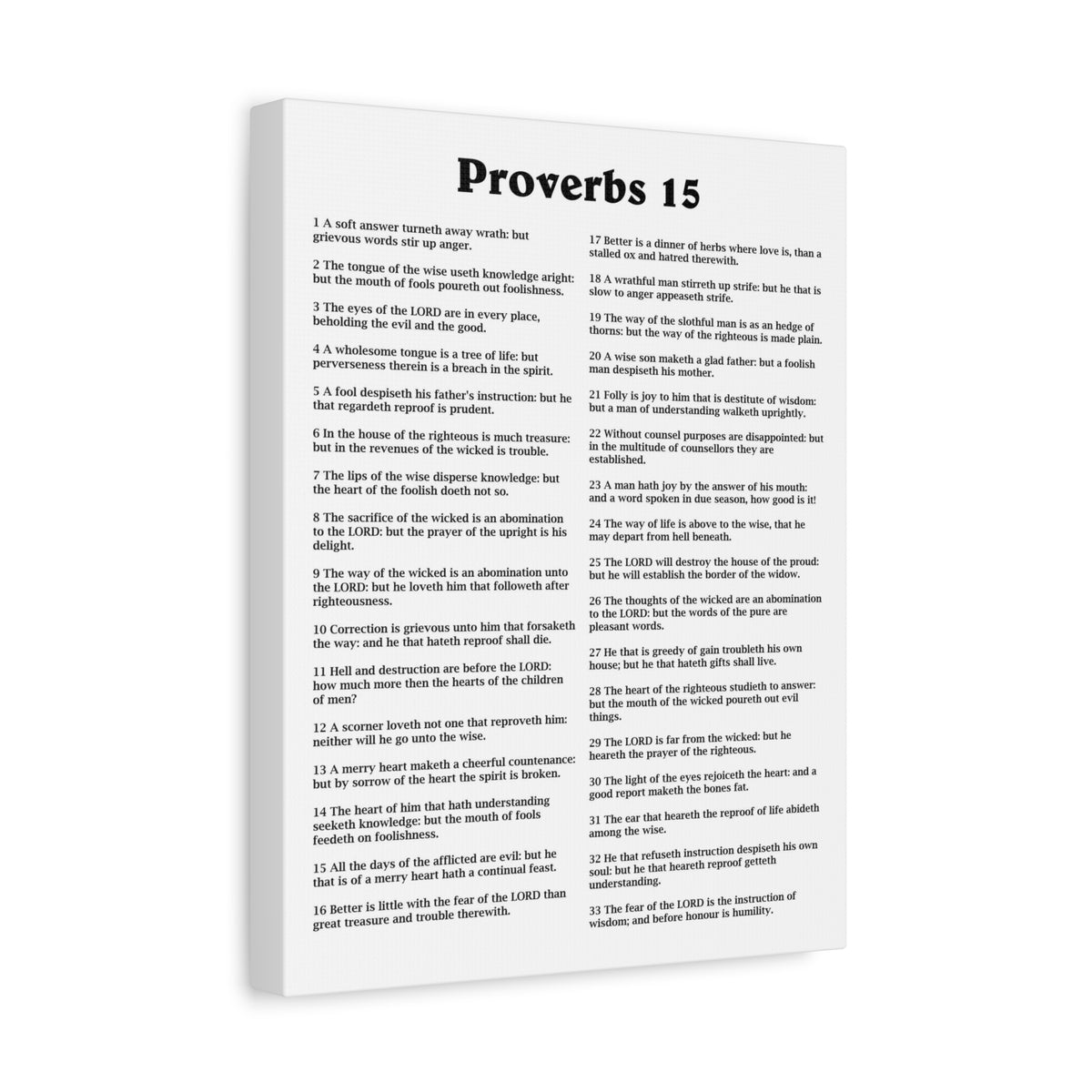 Scripture Walls Proverbs Chapter 15 White Bible Canvas Christian Wall Art Ready to Hang Unframed-Express Your Love Gifts