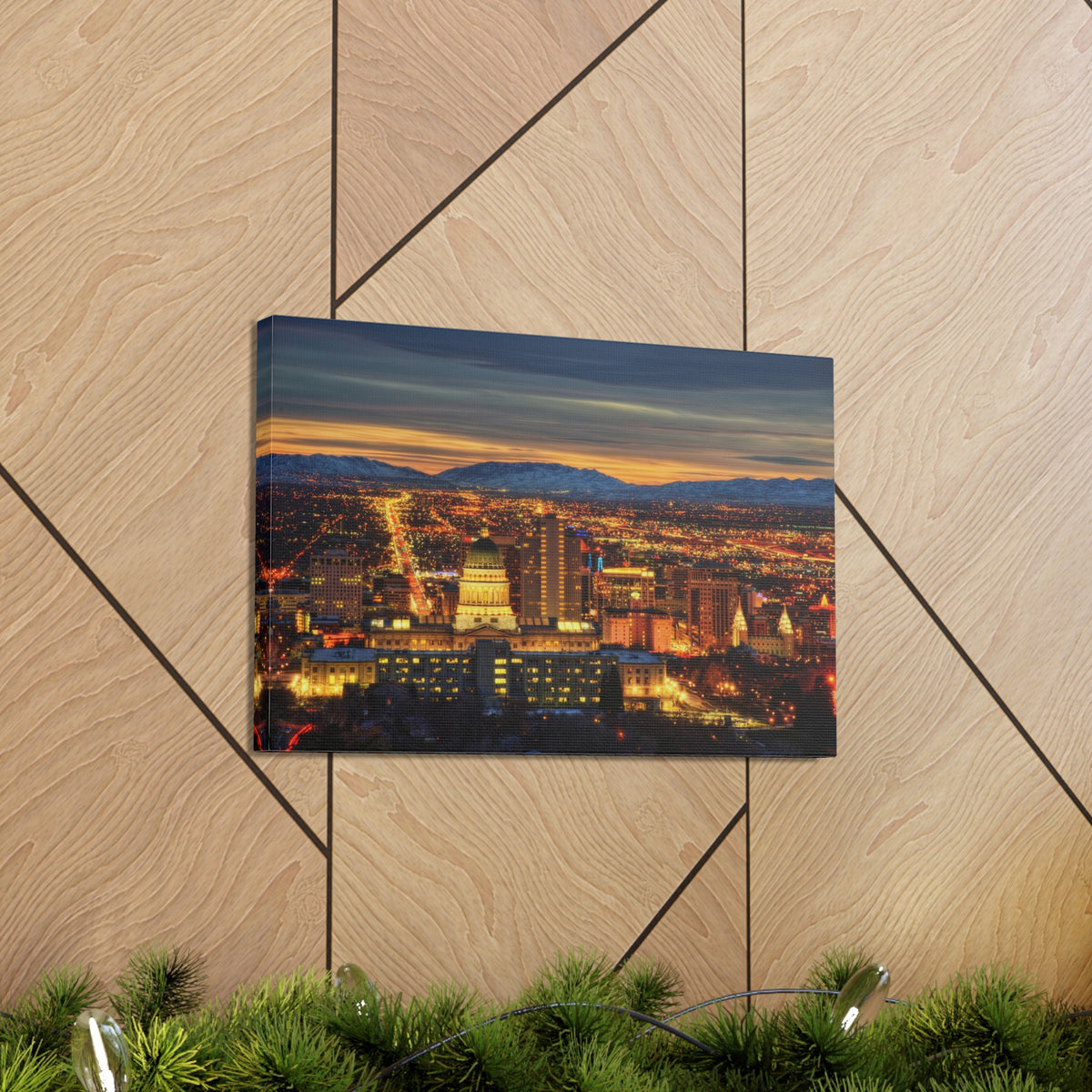 Salt Lake City Night Skyline Canvas Artwork High-Quality Breathtaking Stunning Cityscape for Home Decor Ready to Hang-Express Your Love Gifts