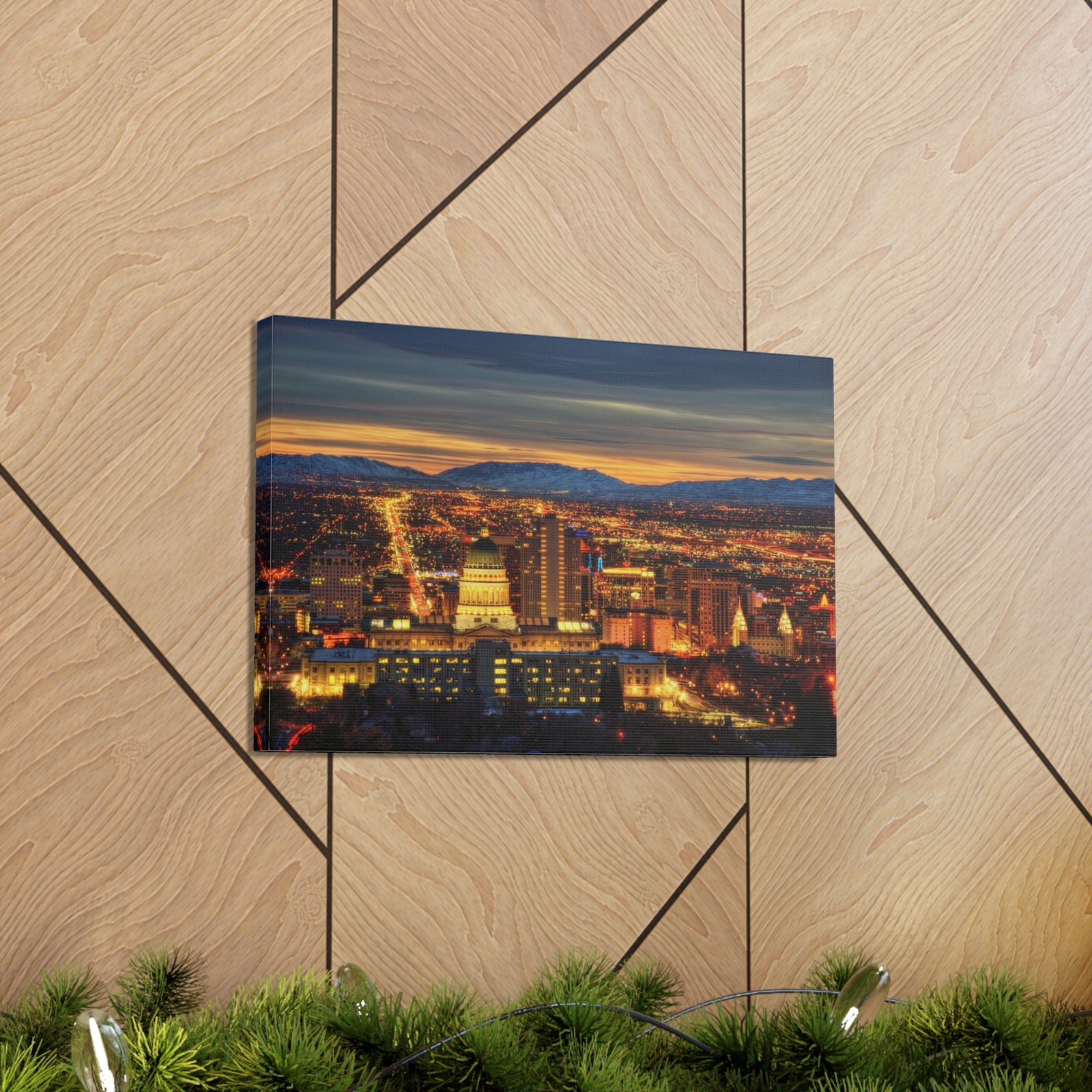 Salt Lake City Night Skyline Canvas Artwork High-Quality Breathtaking Stunning Cityscape for Home Decor Ready to Hang-Express Your Love Gifts