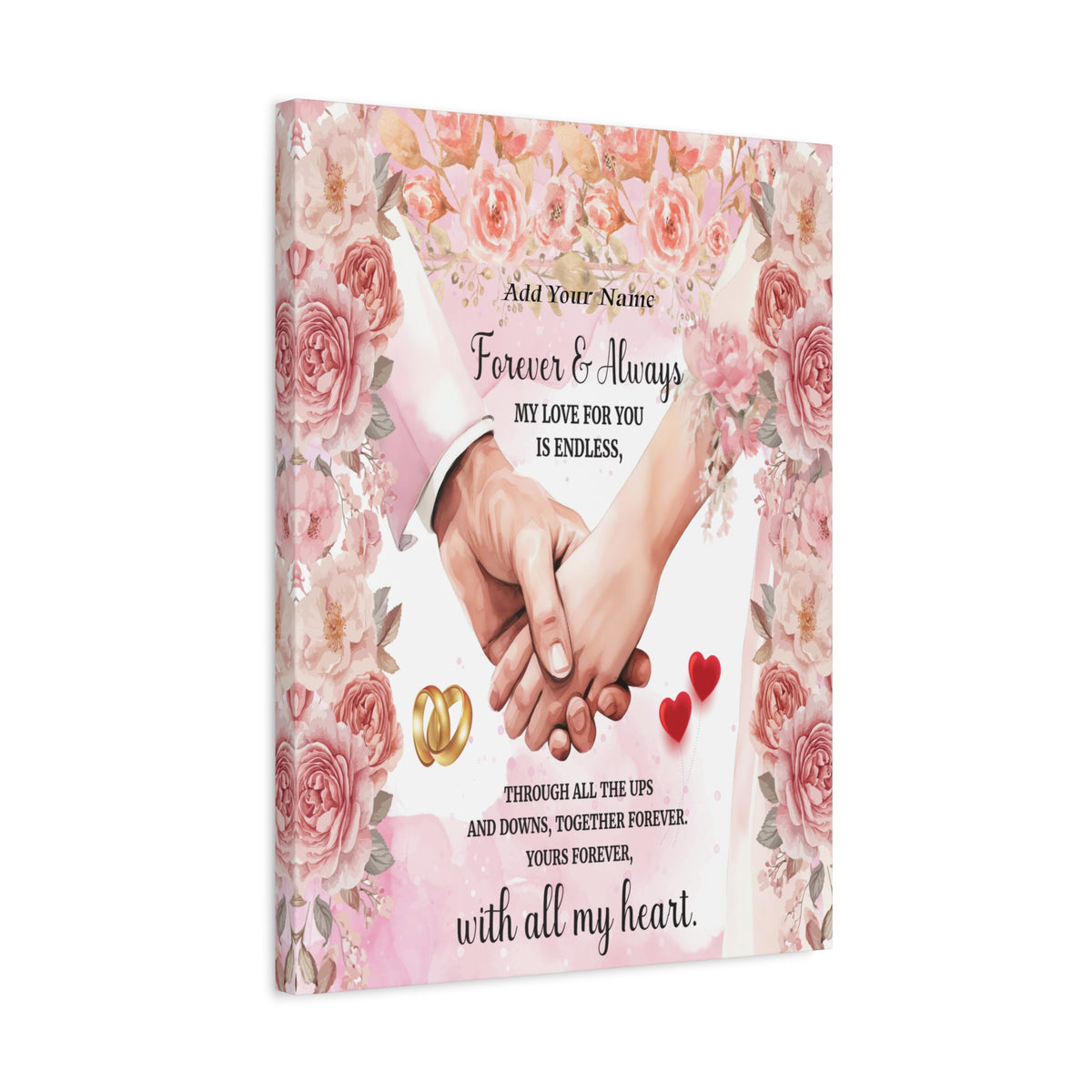 Personalized To My Wife Forever & Always Floral Canvas Wall Art – Romantic Wedding & Anniversary Gift-Express Your Love Gifts