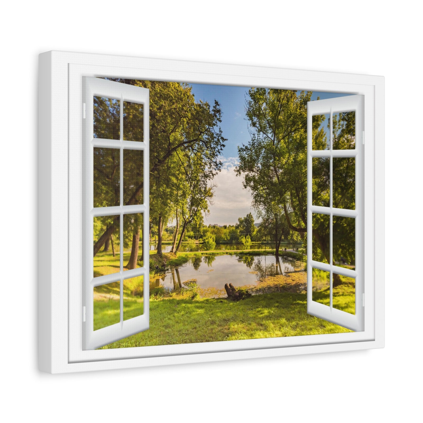 Canvas Print Wall Art Window Lake View Nature Photography Realism Scenic Landscape Colorful Multicolor for Home Decor Ready to Hang-Express Your Love Gifts