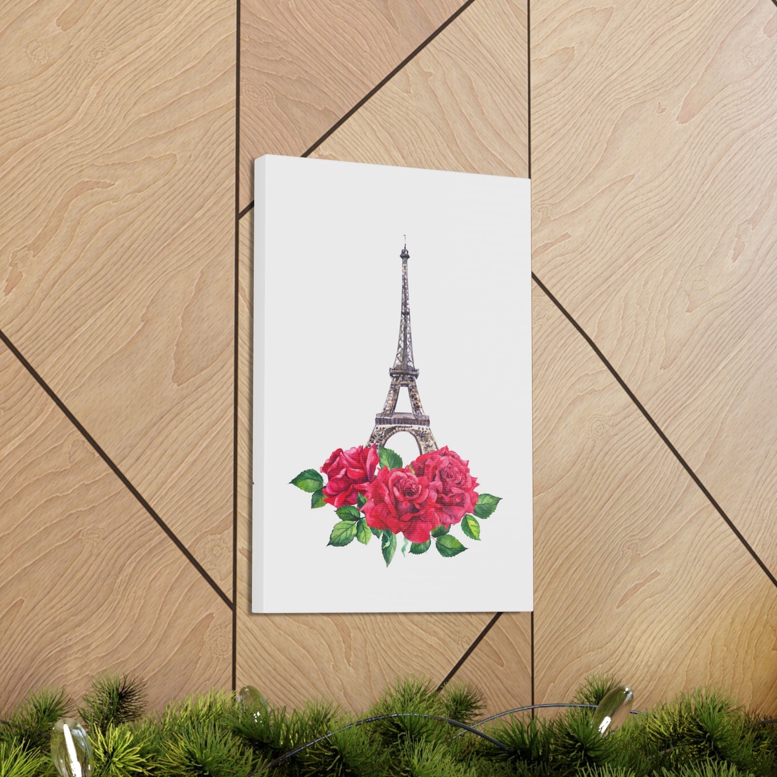 Eiffel Tower Red Rose Paris Illustration France Canvas Artwork High-Quality Breathtaking French City for Home Decor Ready to Hang-Express Your Love Gifts
