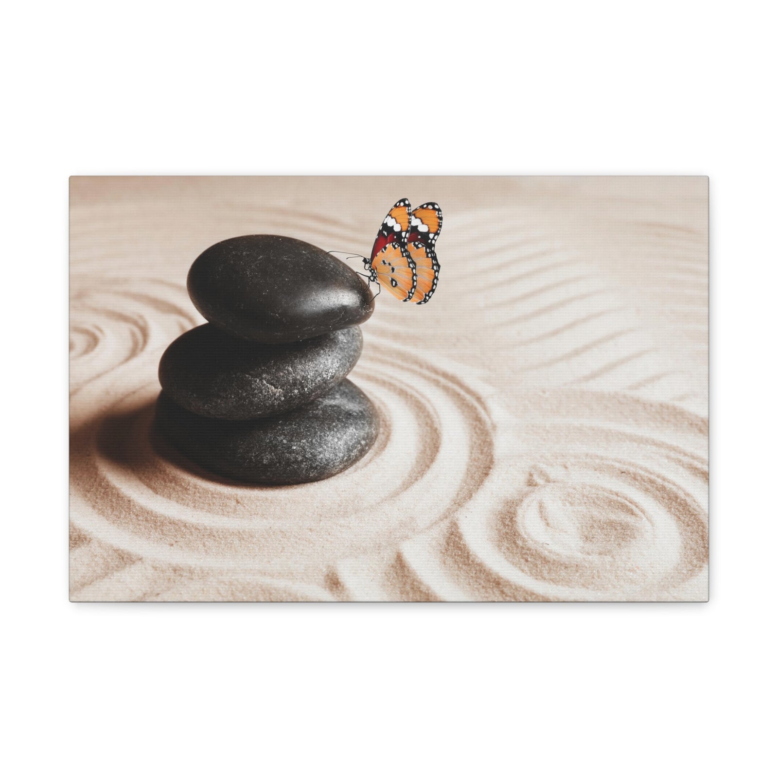 Stones on Sand Forest Floral Nature Photography Canvas Wall Art for Home Decor Ready-to-Hang-Express Your Love Gifts