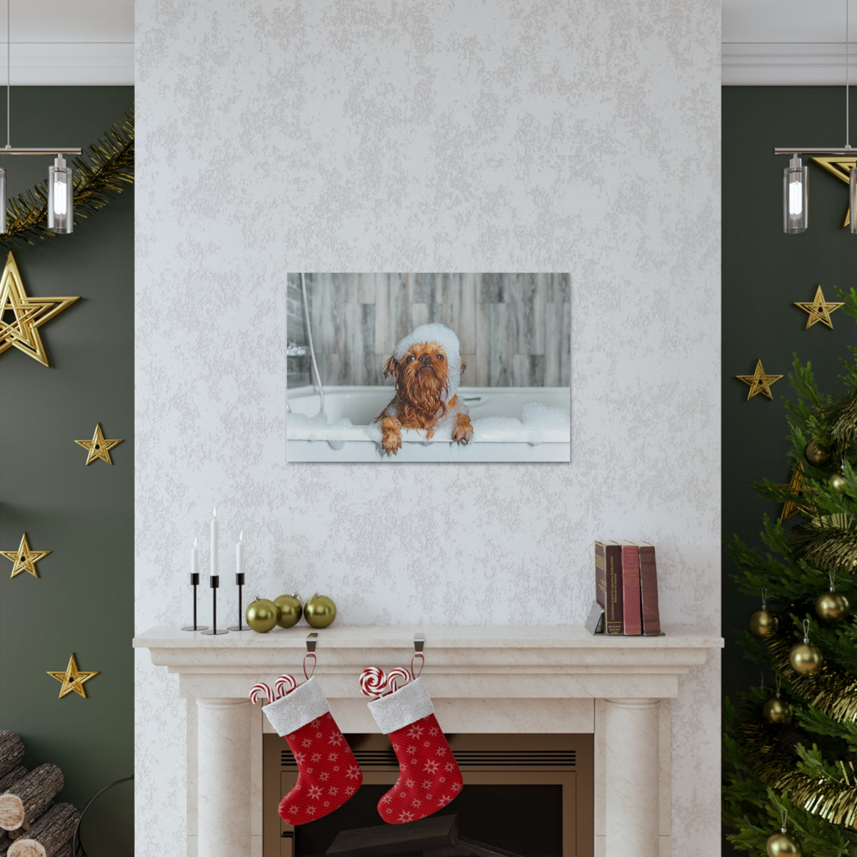 Cute Little Griffon Bathee Canvas Wall Art for Home Decor Ready-to-Hang-Express Your Love Gifts