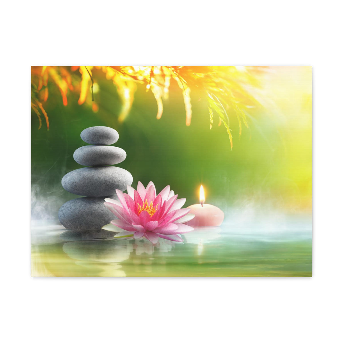 Relaxation with Massage Stones Forest Floral Nature Photography Canvas Wall Art for Home Decor Ready-to-Hang-Express Your Love Gifts