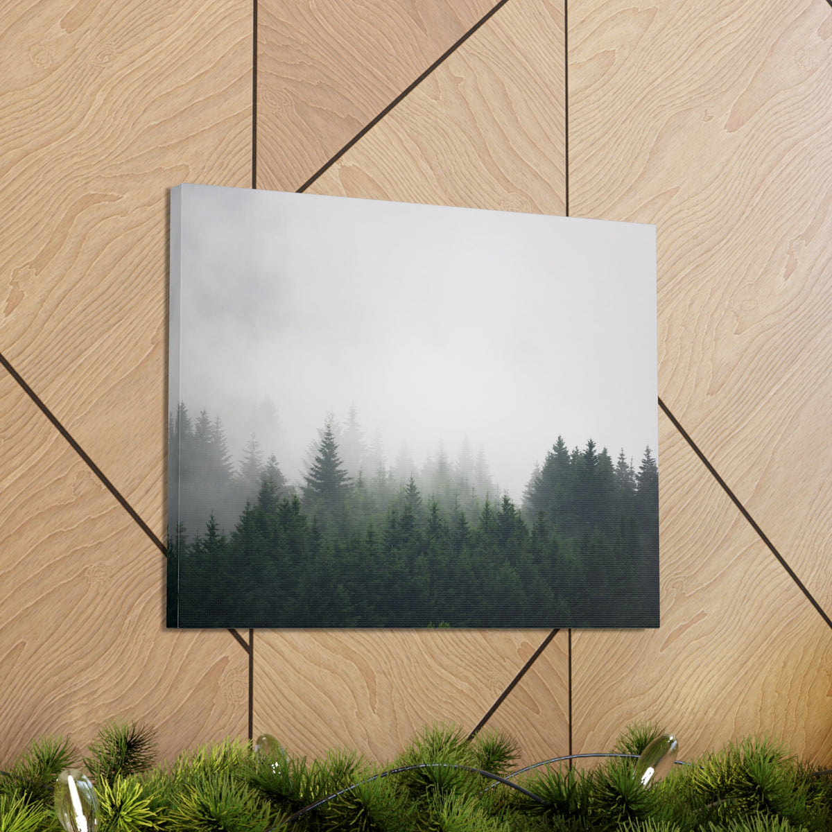 Foggy Dark Forest Nature Wilderness Photography Canvas Wall Art for Home Decor Ready-to-Hang-Express Your Love Gifts