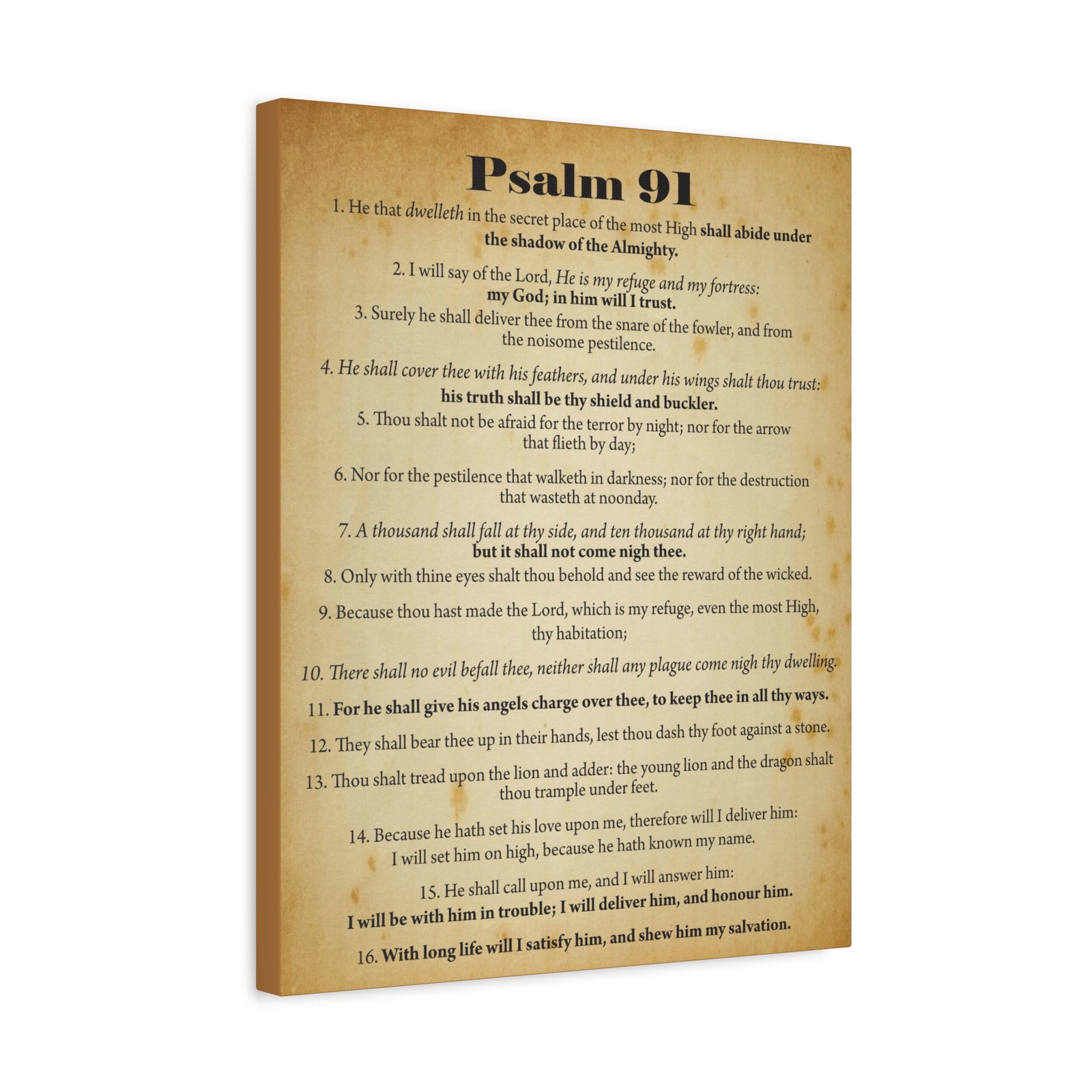 Scripture Canvas Safe In God's Hands Psalm 91 Christian Wall Art Bible Verse Print Ready to Hang-Express Your Love Gifts