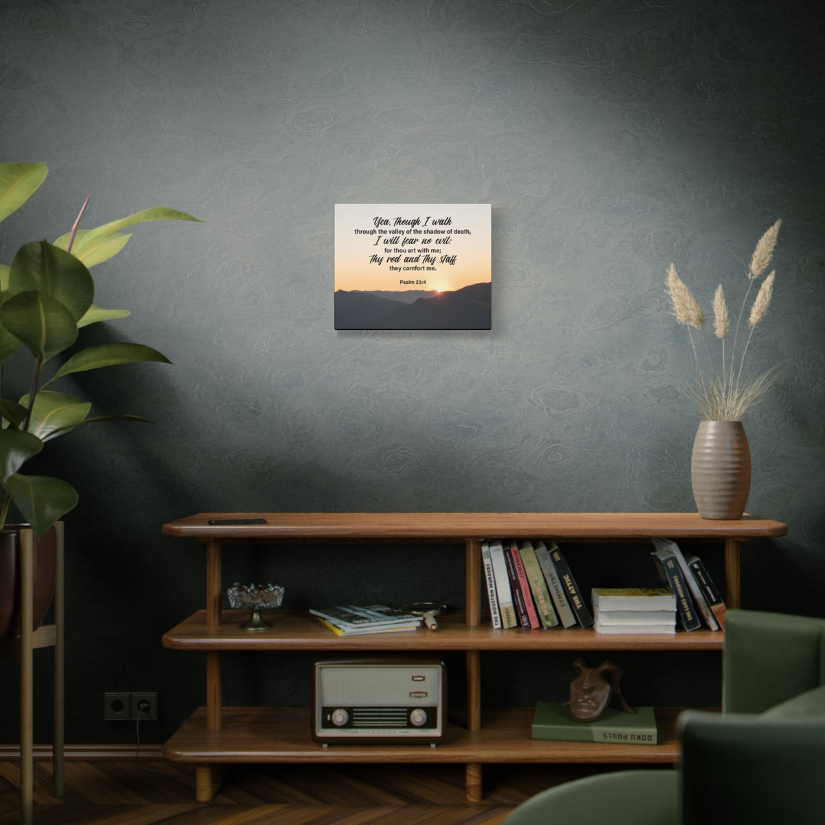 Bible Verse Canvas I WIll Fear No Evil Psalm 23:4 Wall Art Christian Home Decor Psalm 23:4-Express Your Love Gifts