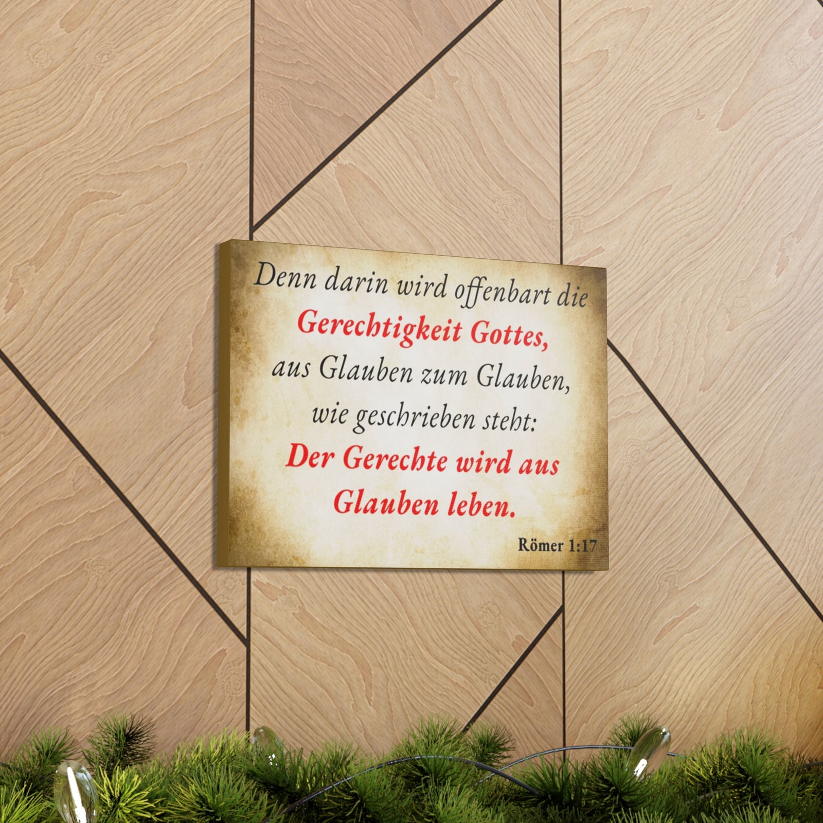 Scripture Walls Römer 1:17 Romans 1:17 Live By Faith German Gold Bible Verse Canvas Christian Wall Art Ready to Hang Unframed-Express Your Love Gifts
