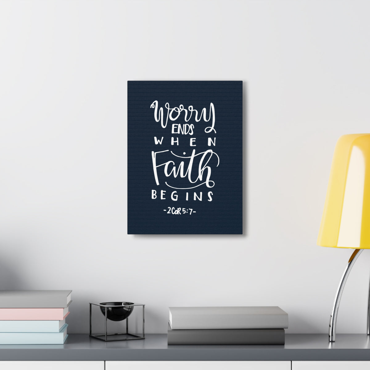 Scripture Walls Worry Ends When Faith 2 Corinthians 5:7 Bible Verse Canvas Christian Wall Art Ready To Hang-Express Your Love Gifts