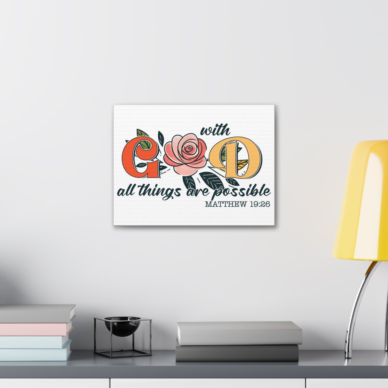 Scripture Walls Matthew 19:26 All Things are Possible Bible Verse Canvas Christian Wall Art Ready to Hang Unframed-Express Your Love Gifts
