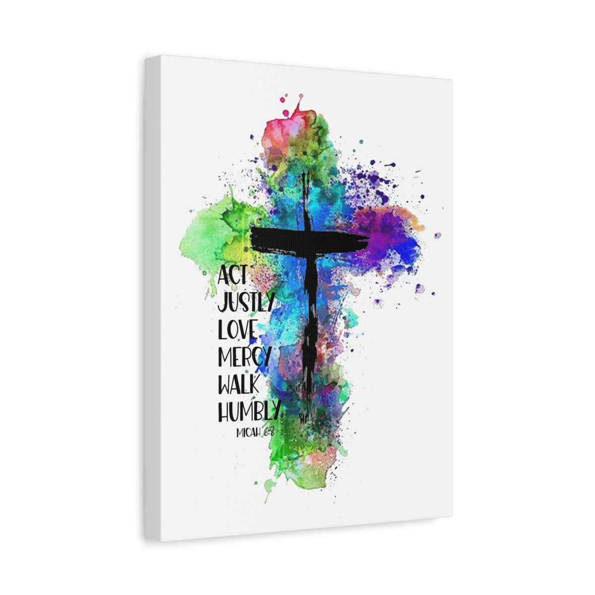 Scripture Walls Micah 6:8 Act Justly Distressed Cross Bible Verse Canvas Christian Wall Art Ready to Hang Unframed-Express Your Love Gifts