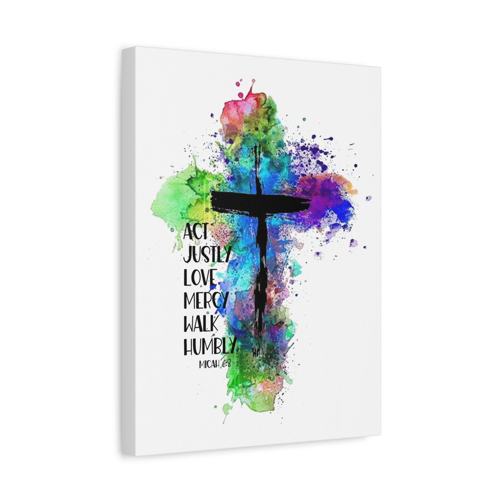 Scripture Walls Micah 6:8 Act Justly Distressed Cross Bible Verse Canvas Christian Wall Art Ready to Hang Unframed-Express Your Love Gifts