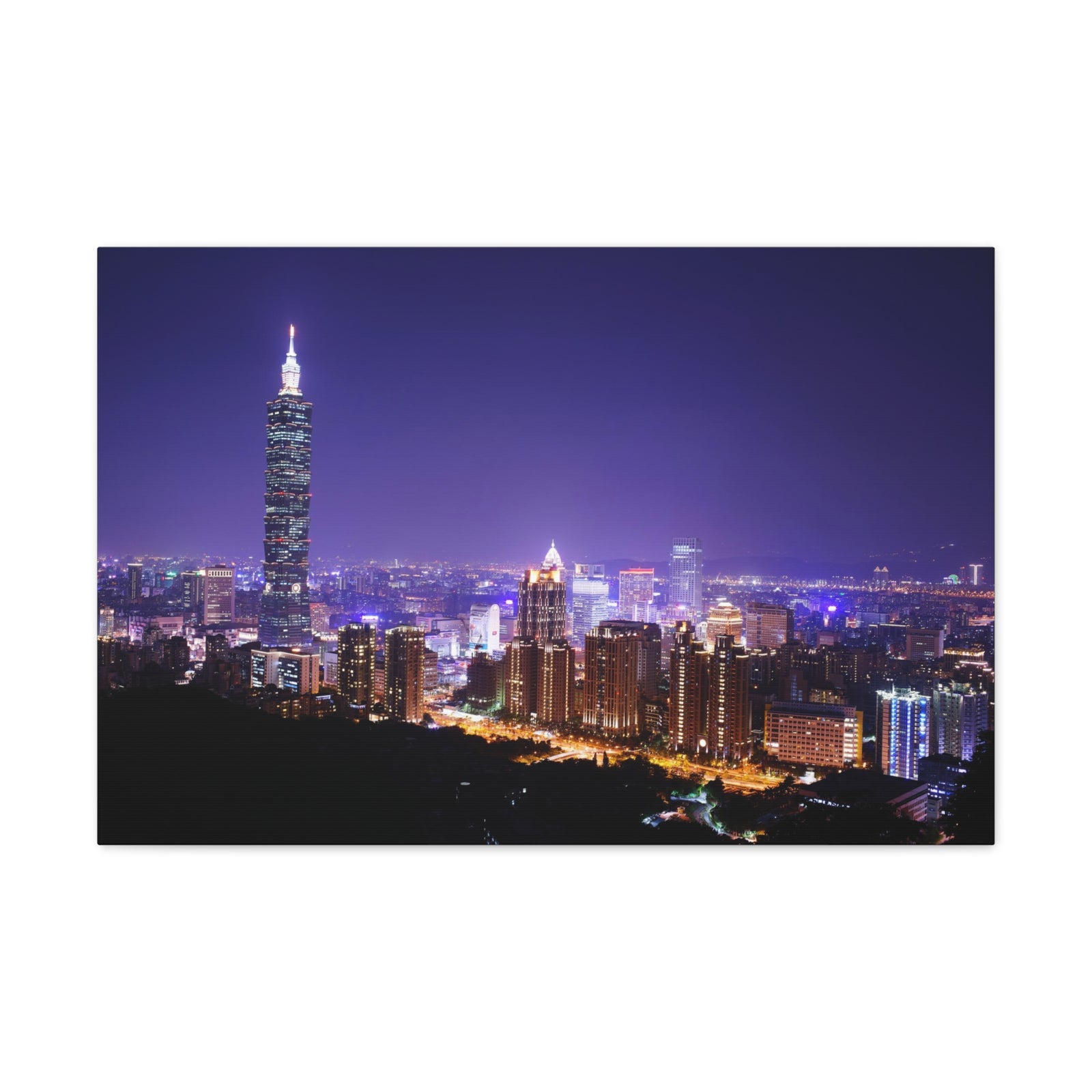 Taipei Night Skyline Canvas Artwork High-Quality Breathtaking Stunning Cityscape for Home Decor Ready to Hang-Express Your Love Gifts