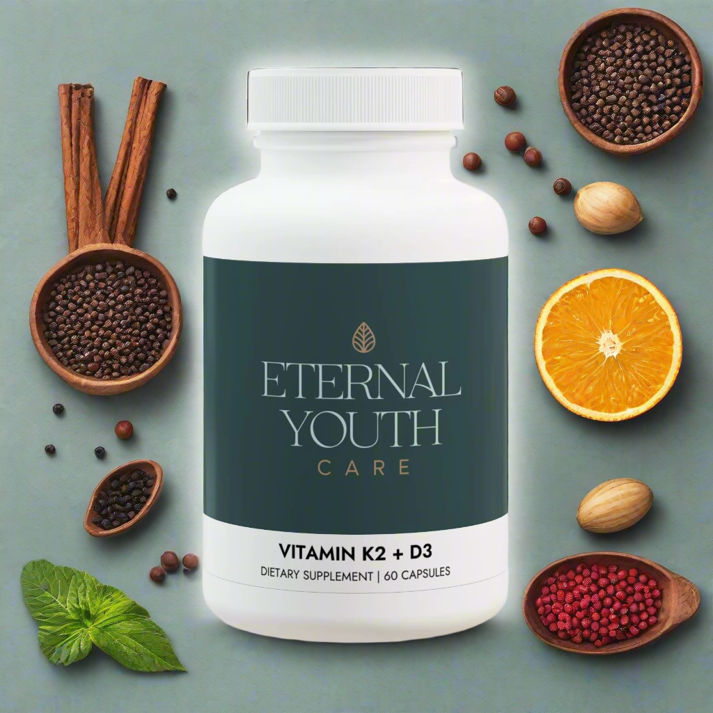 Eternal Youth Vitamin K2 + D3 Supplement – Bone & Muscle Support Corn-Free, Lactose-Free (60 Capsules)-Express Your Love Gifts