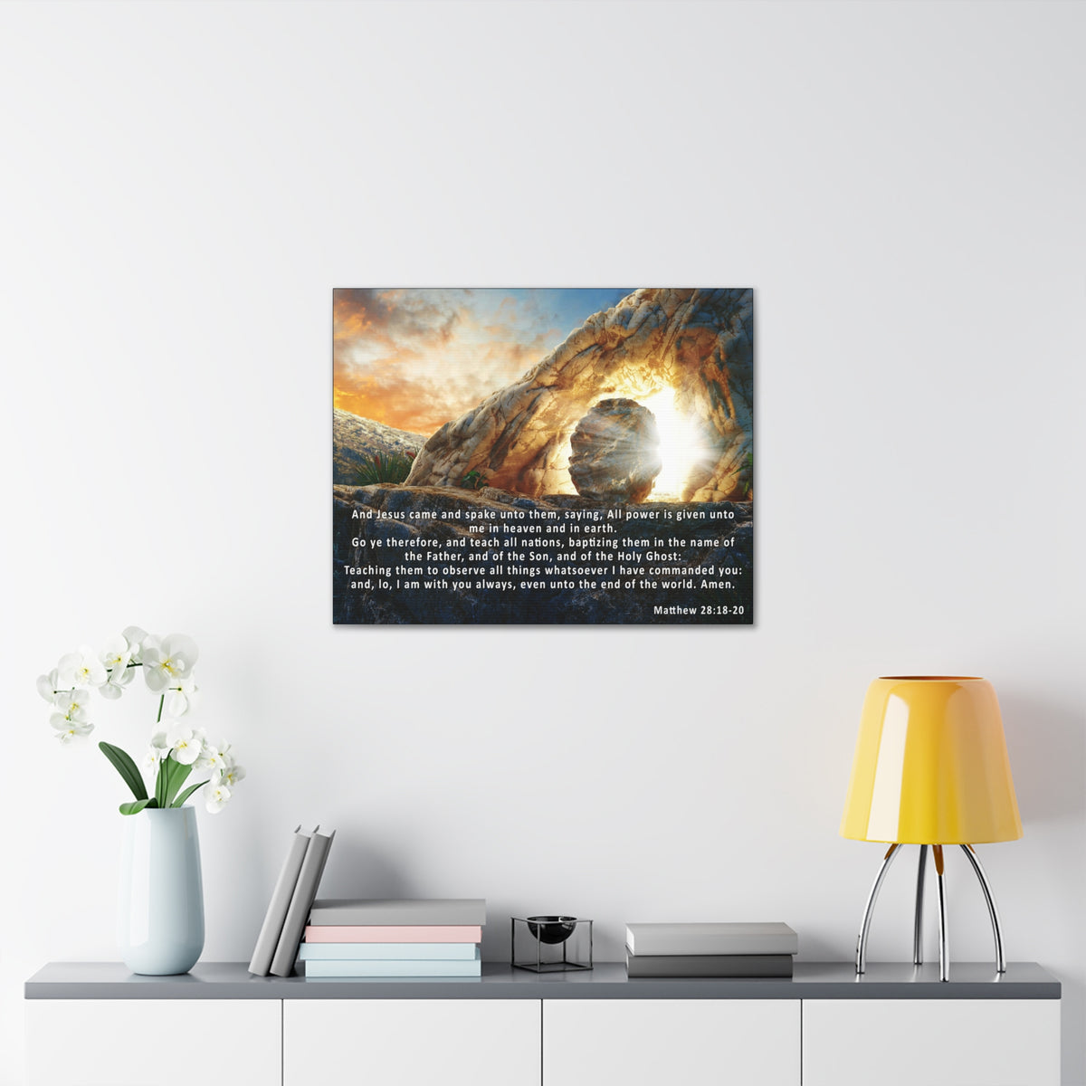 Scripture Walls Matthew 28:18-20 KJV Bible Verse Canvas Christian Wall Art Ready to Hang Unframed-Express Your Love Gifts
