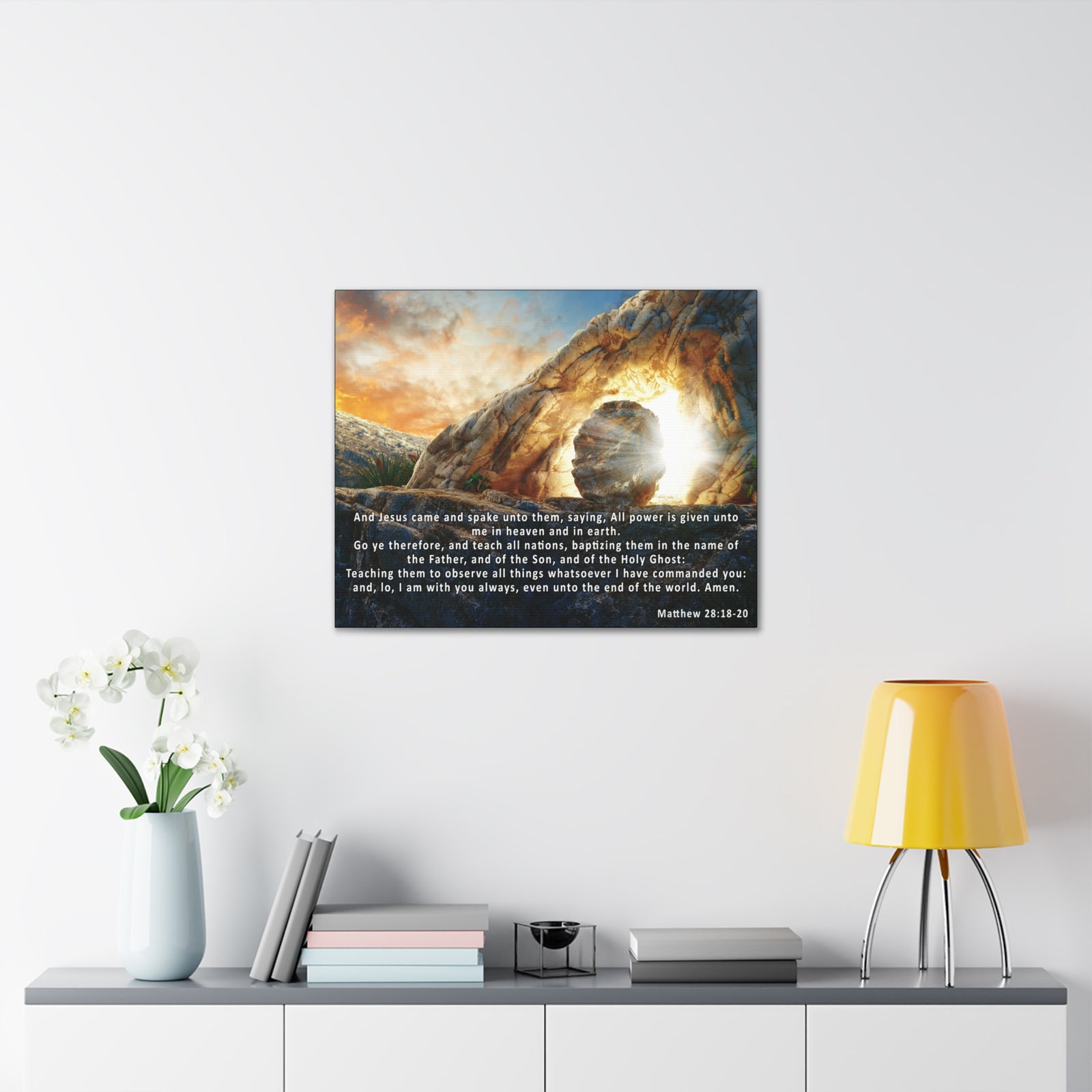 Scripture Walls Matthew 28:18-20 KJV Bible Verse Canvas Christian Wall Art Ready to Hang Unframed-Express Your Love Gifts