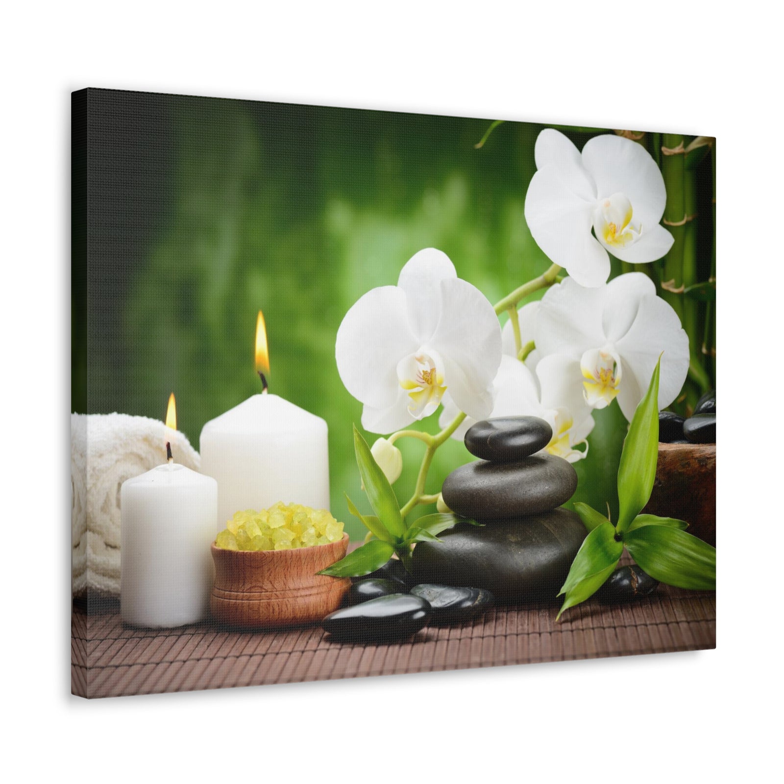 Zen Stones and Orchid Forest Floral Nature Photography Canvas Wall Art for Home Decor Ready-to-Hang-Express Your Love Gifts