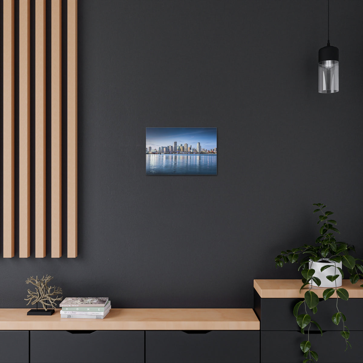 Miami Daytime Skyline Canvas Artwork High-Quality Breathtaking Stunning Cityscape for Home Decor Ready to Hang-Express Your Love Gifts