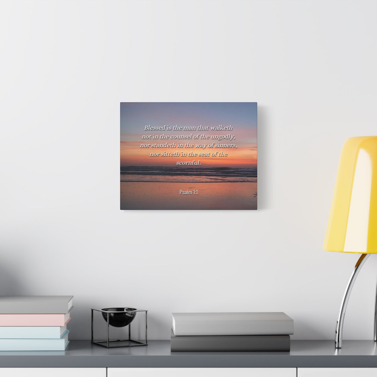 Scripture Canvas Blessed Sky Psalm 1:1 Christian Wall Art Bible Verse Print Ready to Hang-Express Your Love Gifts