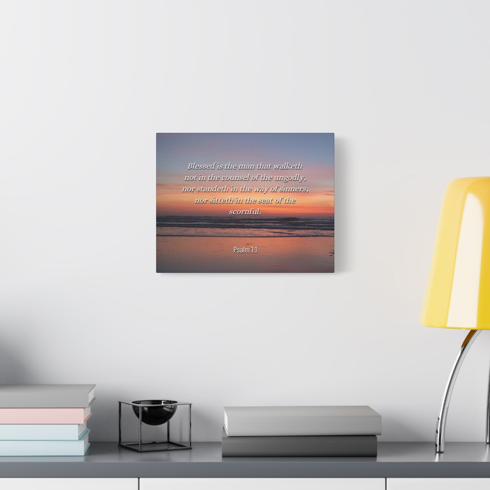 Scripture Canvas Blessed Sky Psalm 1:1 Christian Wall Art Bible Verse Print Ready to Hang-Express Your Love Gifts