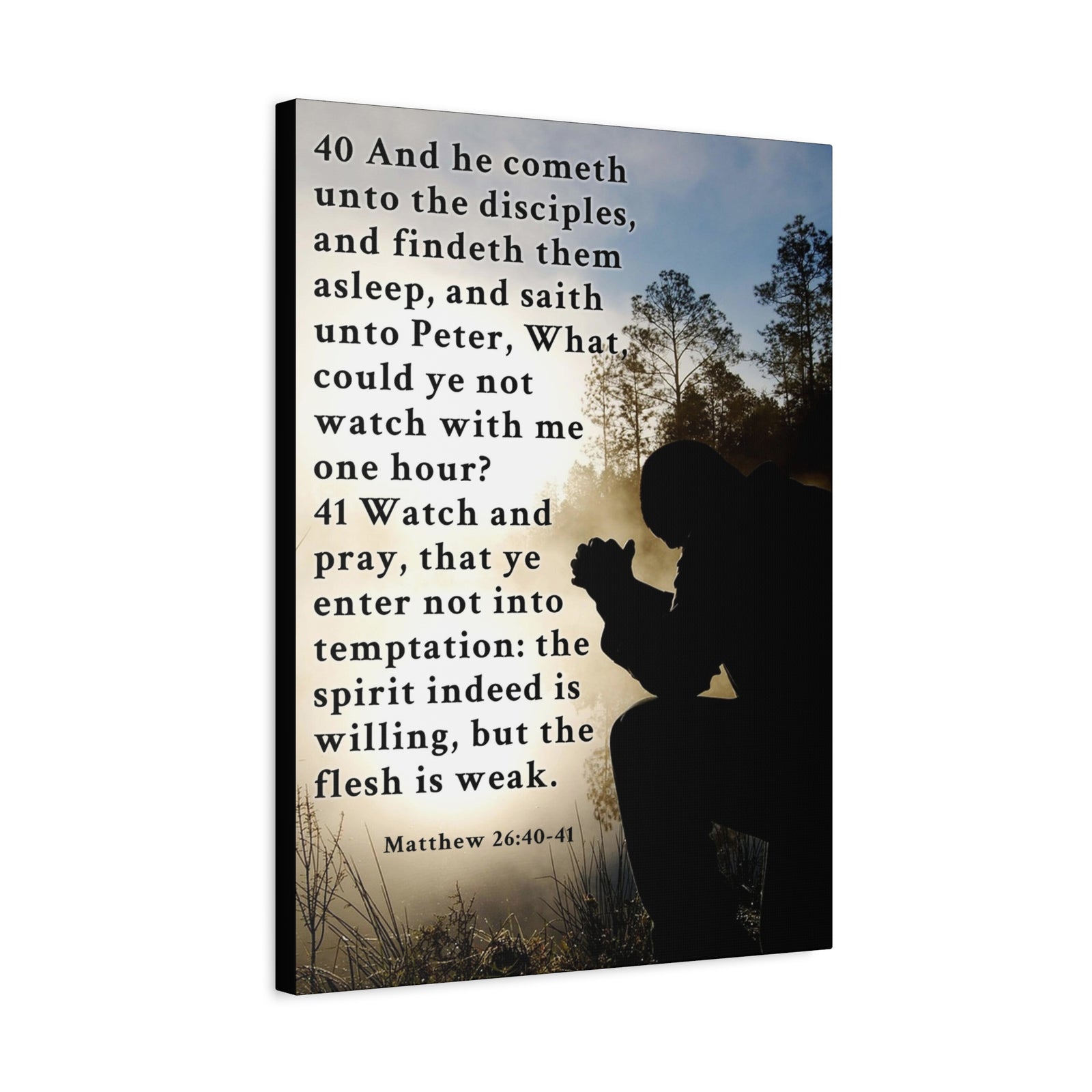 Matthew 26:40-41 Watch and Pray Bible Verse Canvas – Christian Wall Art, Ready to Hang-Express Your Love Gifts