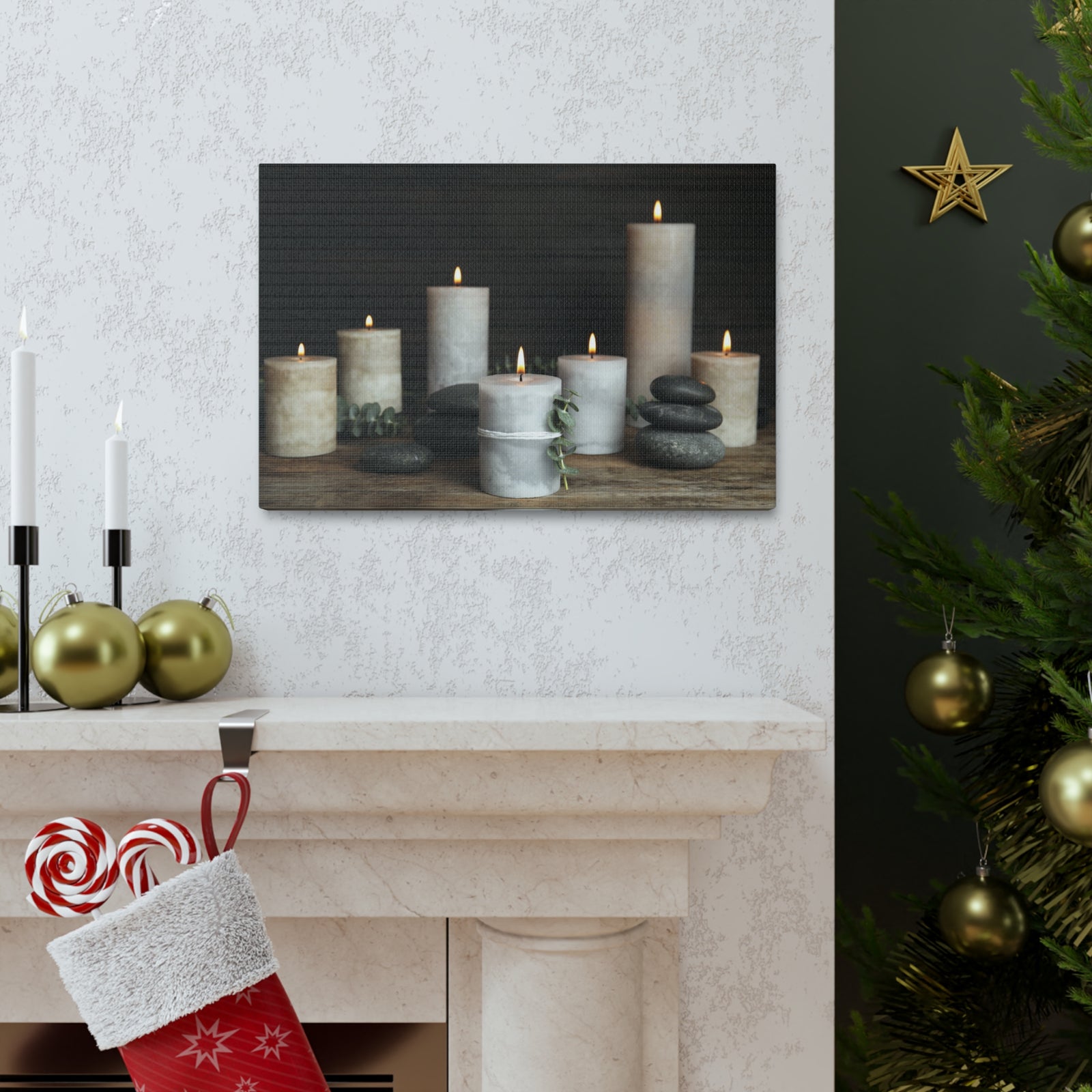 Composition with Burning Candles Forest Floral Nature Photography Canvas Wall Art for Home Decor Ready-to-Hang-Express Your Love Gifts