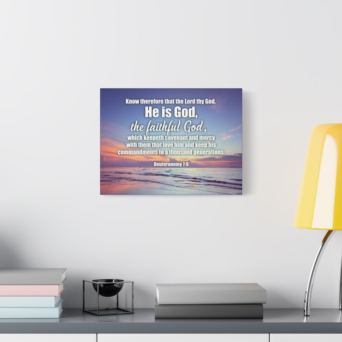 Scripture Canvas He is God Deuteronomy 7:9 Wall Art Bible Verse Print Ready to Hang-Express Your Love Gifts