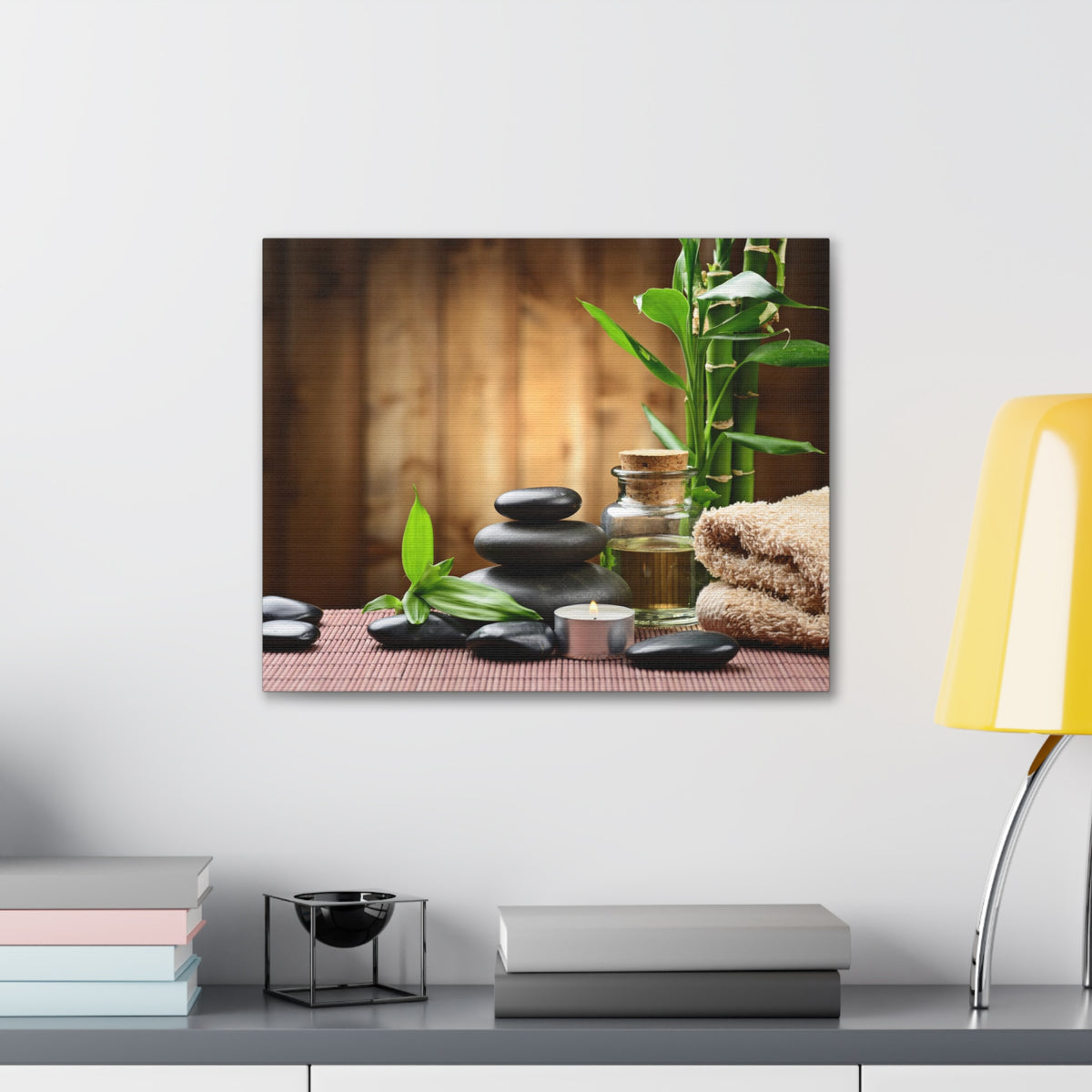Zen Stones and Bamboo Forest Floral Nature Photography Canvas Wall Art for Home Decor Ready-to-Hang-Express Your Love Gifts