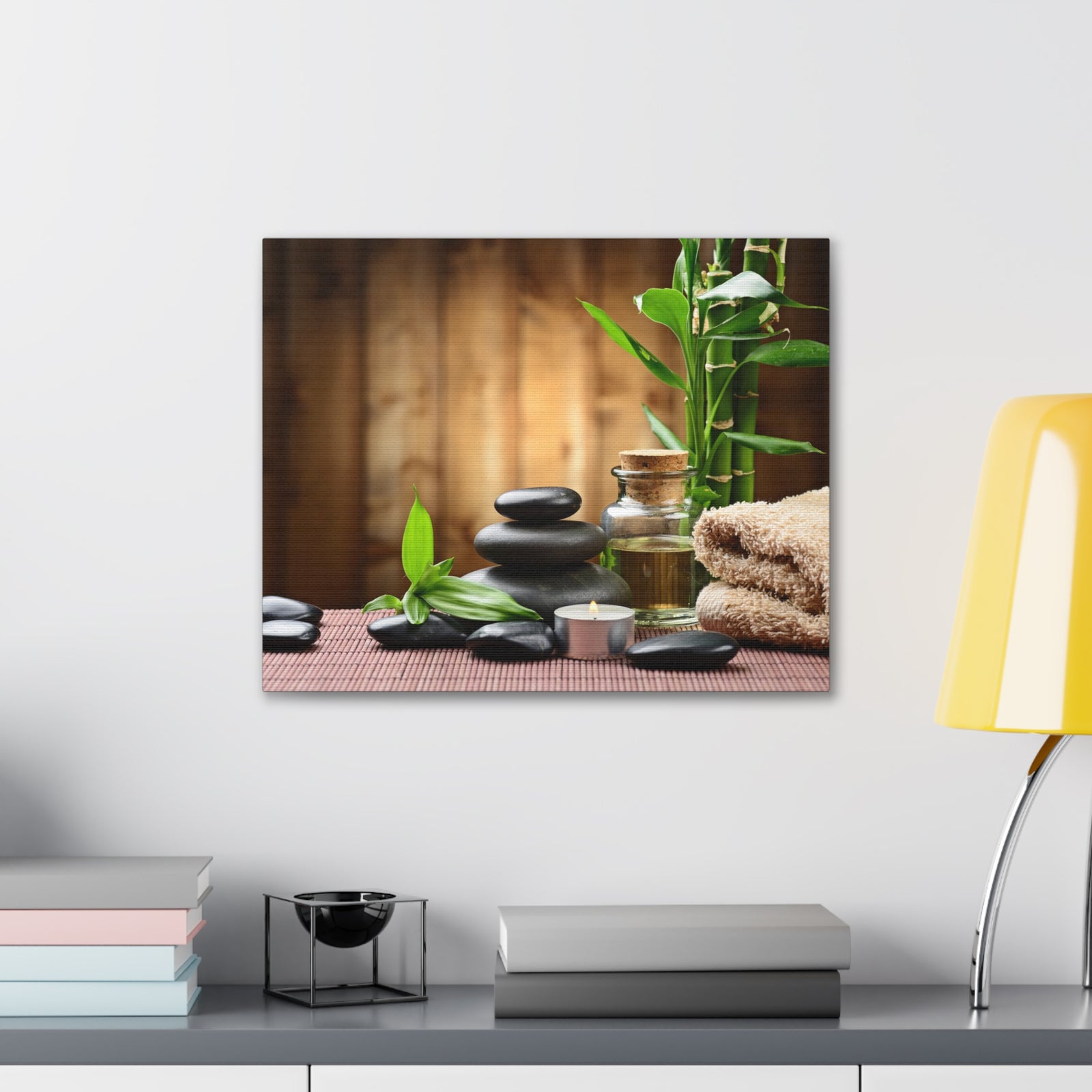 Zen Stones and Bamboo Forest Floral Nature Photography Canvas Wall Art for Home Decor Ready-to-Hang-Express Your Love Gifts