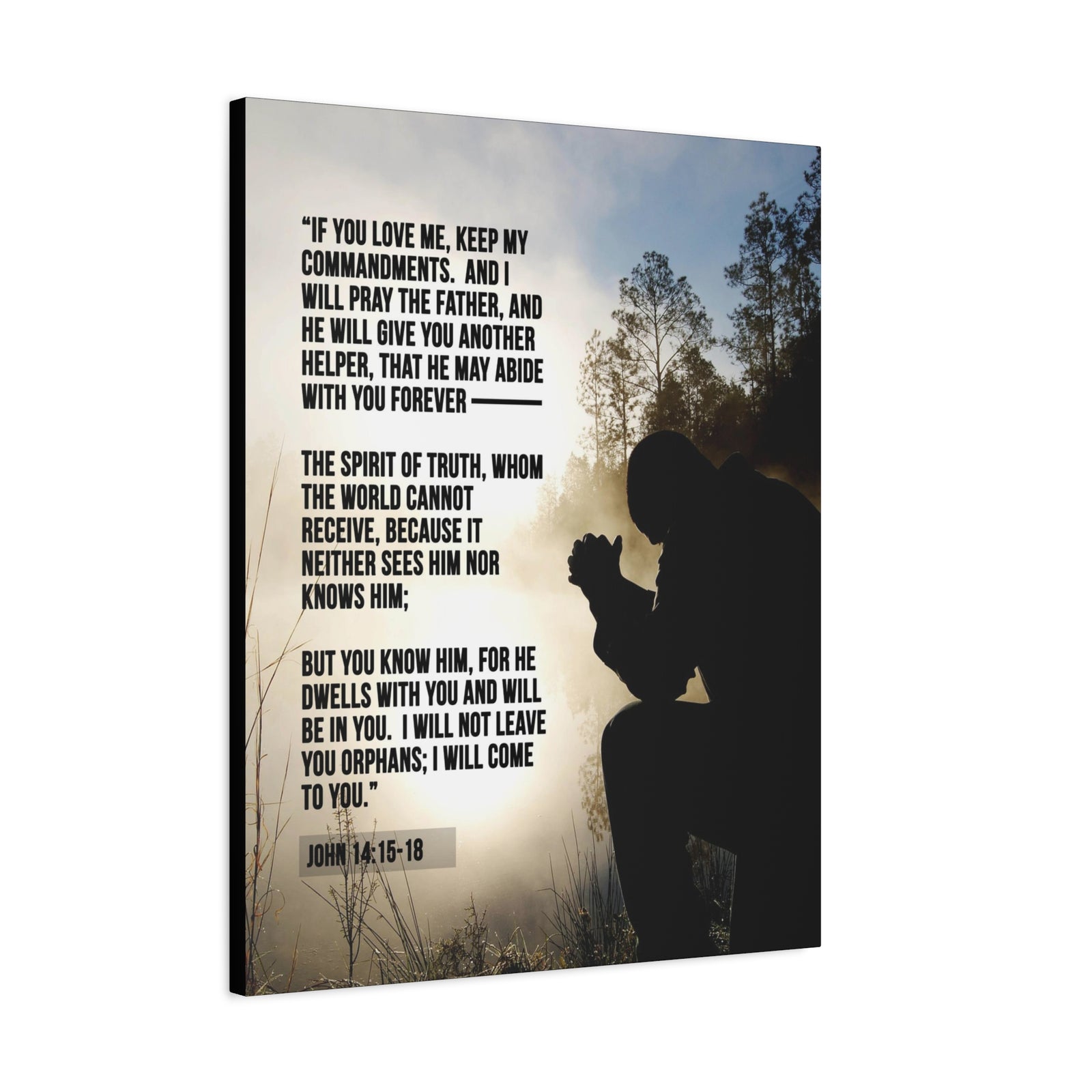 Scripture Canvas Keep my Commandments John 14:15‭-‬18 Christian Wall Art Bible Verse Print Ready to Hang-Express Your Love Gifts