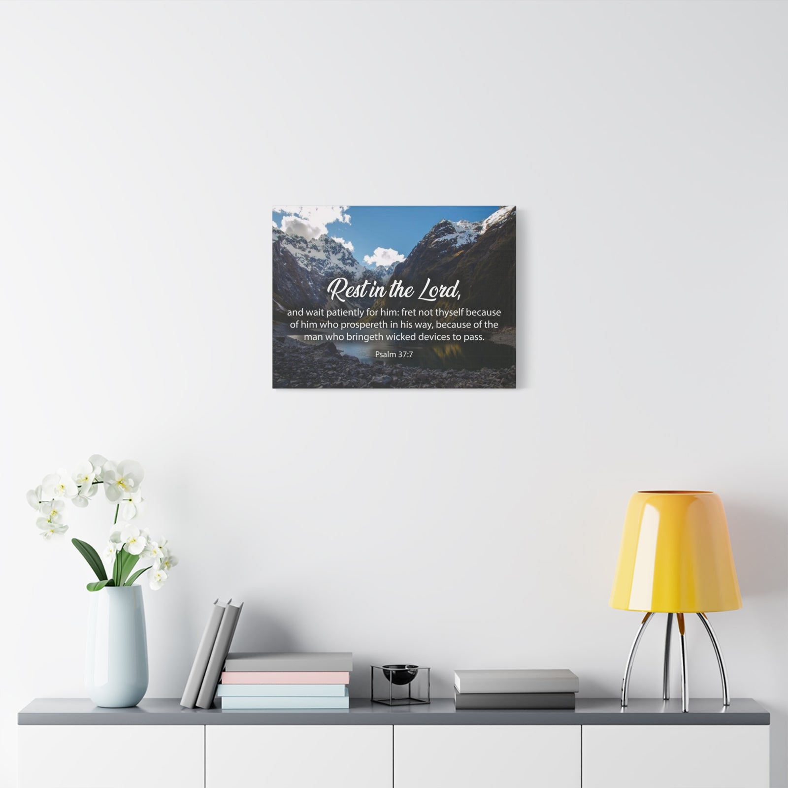 Bible Verse Canvas Rest in The Lord Psalm 37:7 Christian Home Decor Scripture Art-Express Your Love Gifts
