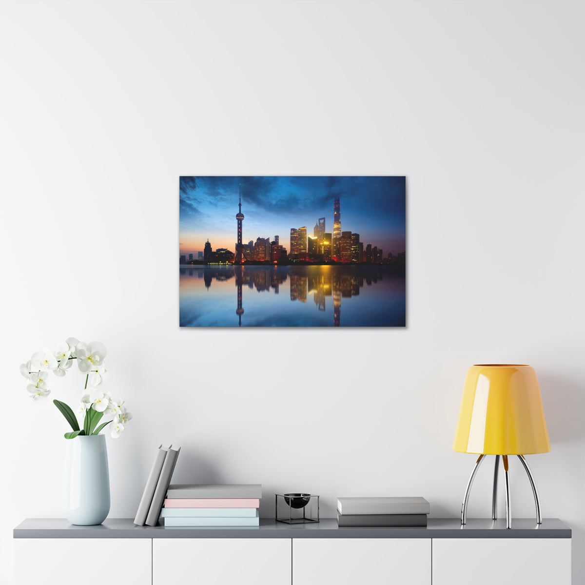 Shanghai Night Skyline Canvas Artwork High-Quality Breathtaking Stunning Cityscape for Home Decor Ready to Hang-Express Your Love Gifts