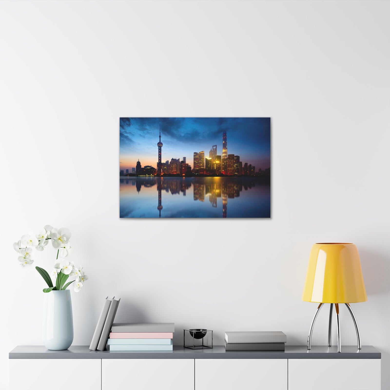 Shanghai Night Skyline Canvas Artwork High-Quality Breathtaking Stunning Cityscape for Home Decor Ready to Hang-Express Your Love Gifts