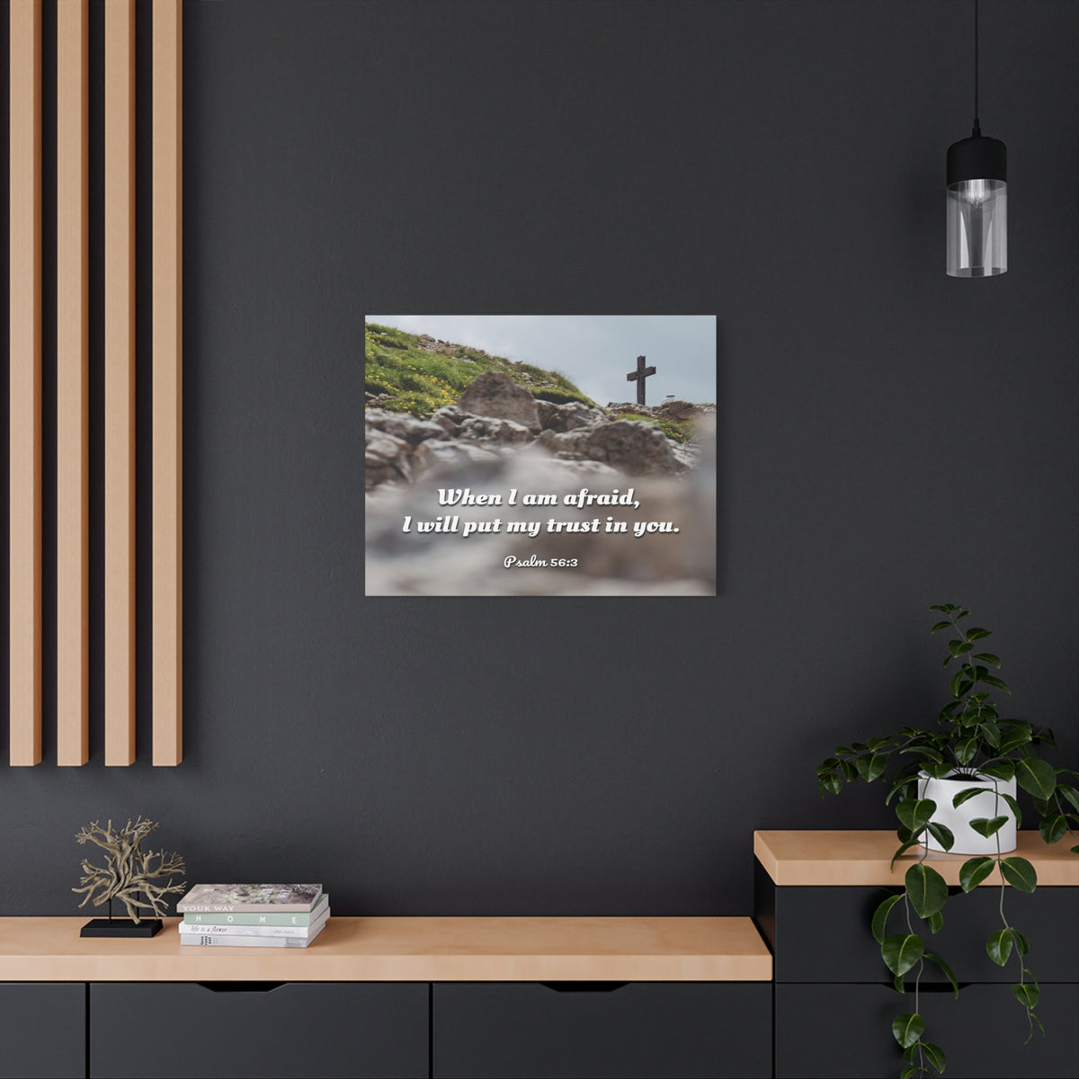 Scripture Canvas Trust In Thee Psalms 56:3 Christian Wall Art Bible Verse Print Ready to Hang-Express Your Love Gifts