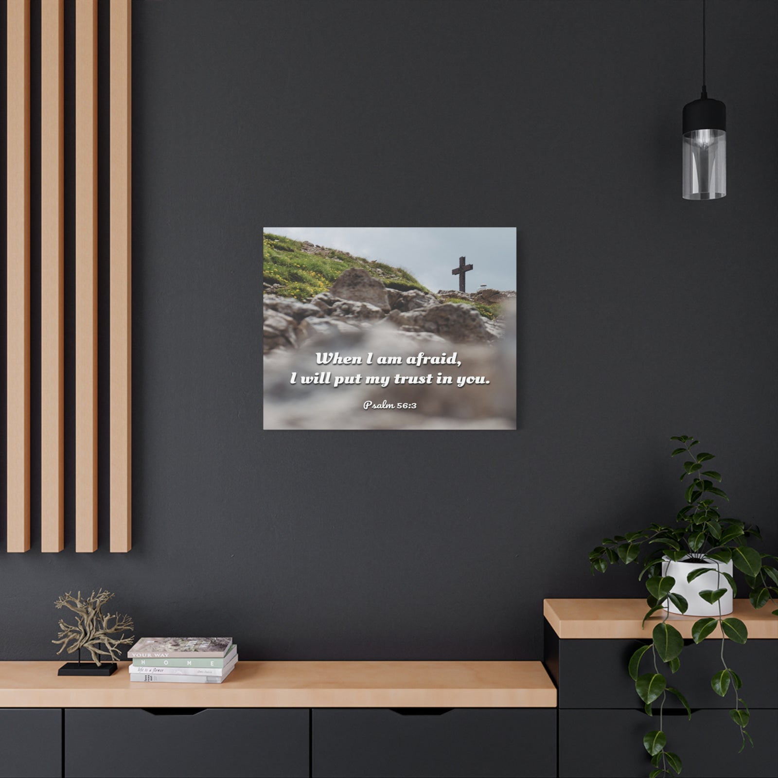 Scripture Canvas Trust In Thee Psalms 56:3 Christian Wall Art Bible Verse Print Ready to Hang-Express Your Love Gifts