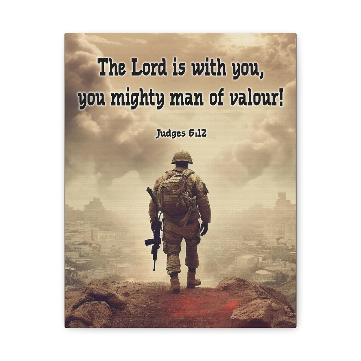 Scripture Walls Divine Valor: A Soldier's Journey Judges 6:12 Christian Wall Art Print Ready to Hang Unframed-Express Your Love Gifts
