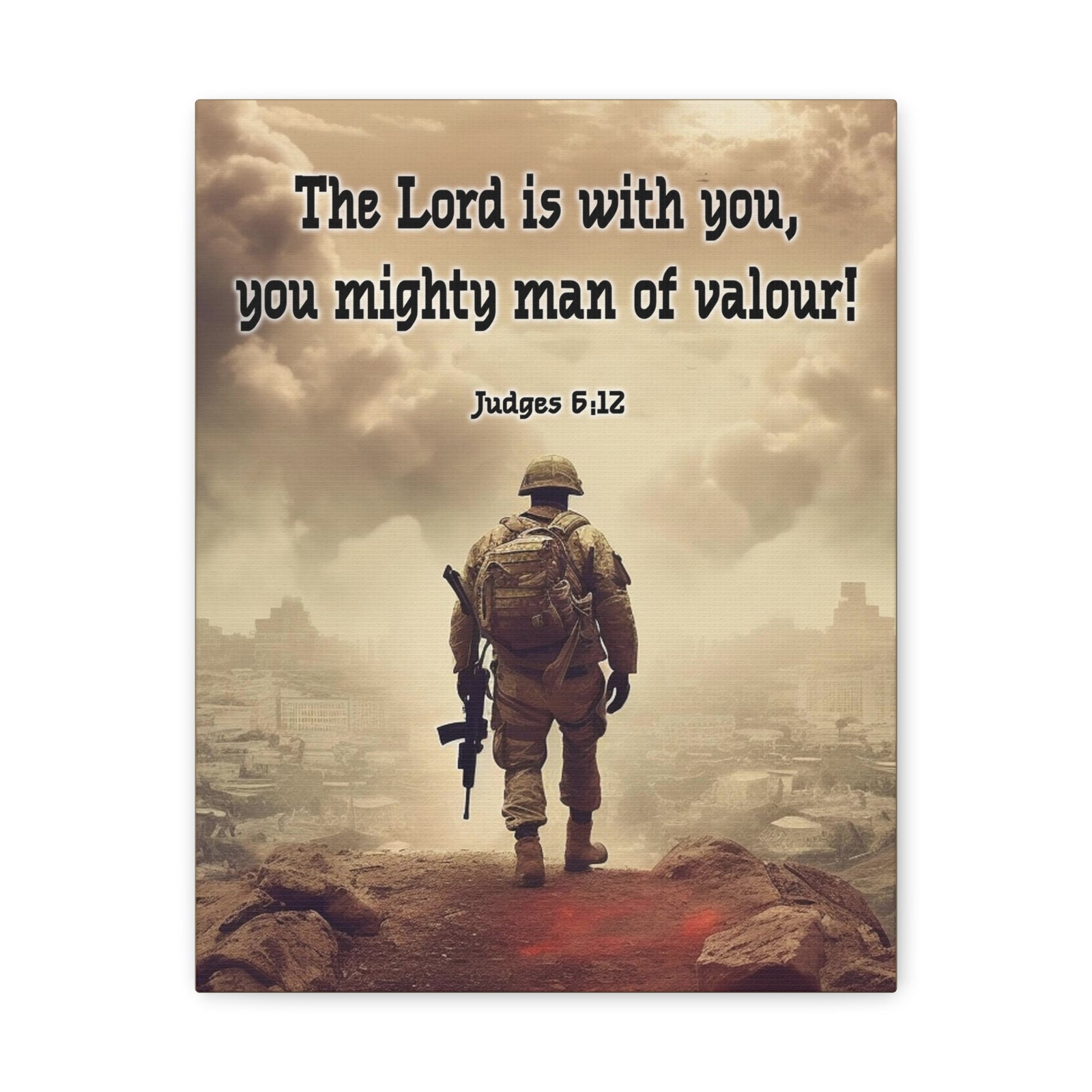 Scripture Walls Divine Valor: A Soldier's Journey Judges 6:12 Christian Wall Art Print Ready to Hang Unframed-Express Your Love Gifts