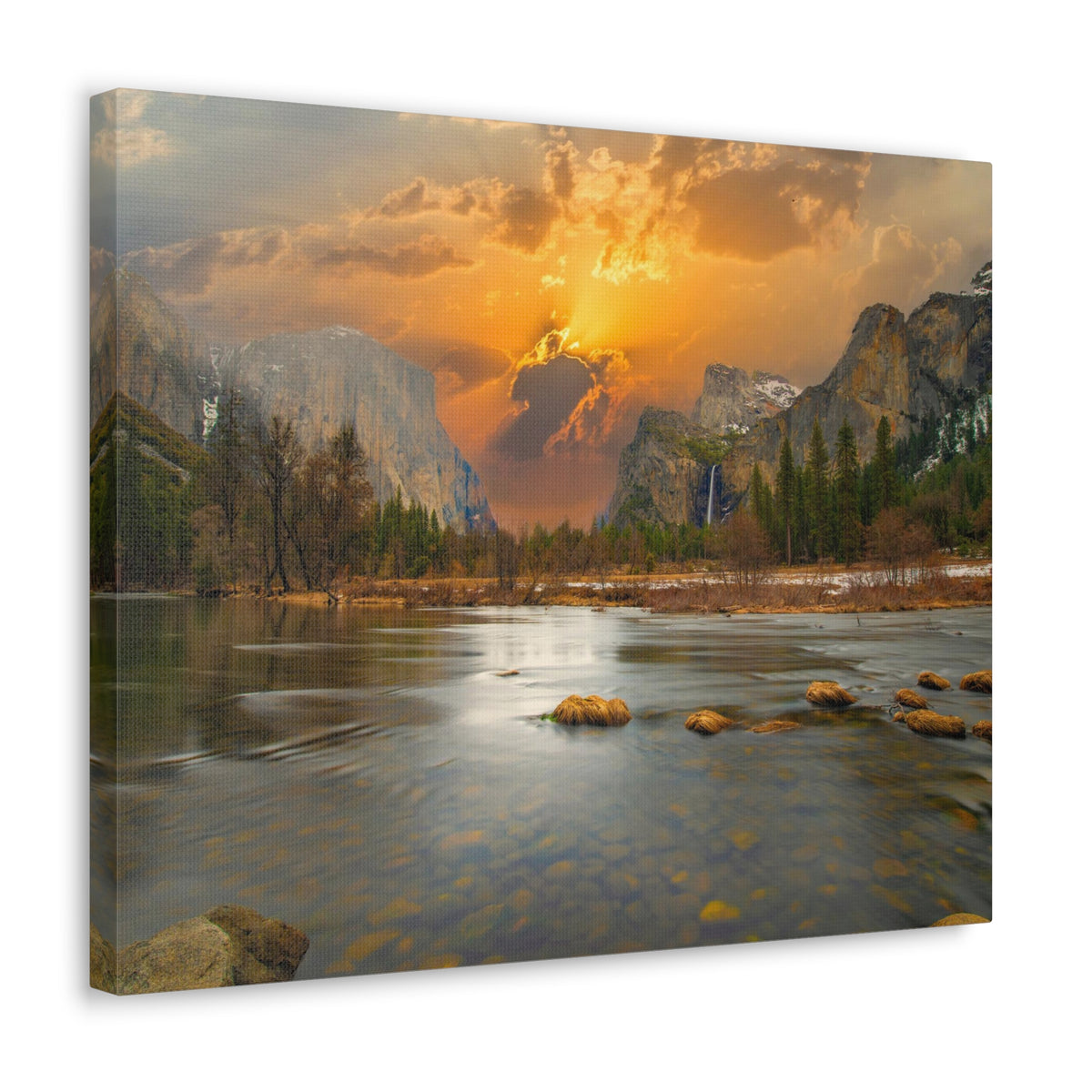 Golden Hour Over Mountain Nature Wilderness Photography Canvas Wall Art for Home Decor Ready-to-Hang-Express Your Love Gifts