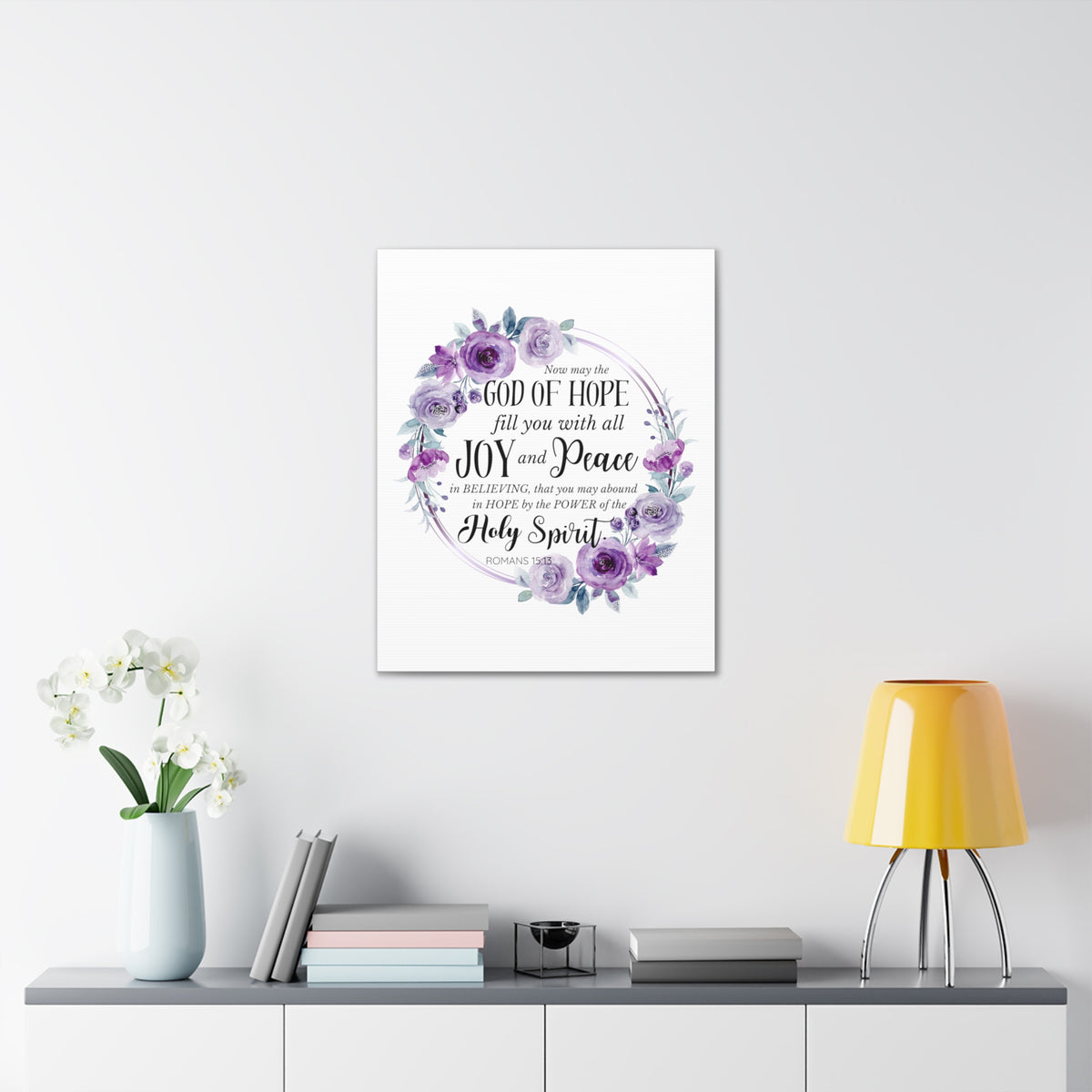 Scripture Walls Romans 15:13 Joy and Peace Wreath Bible Verse Canvas Christian Wall Art Ready to Hang Unframed-Express Your Love Gifts