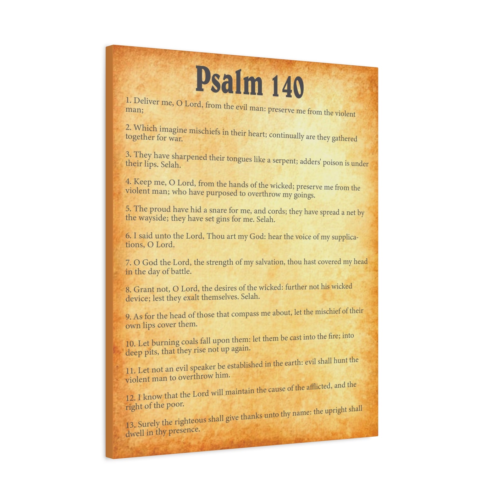 Scripture Walls Psalm 140 Gold Bible Chapter Canvas Christian Wall Art Ready to Hang Unframed-Express Your Love Gifts