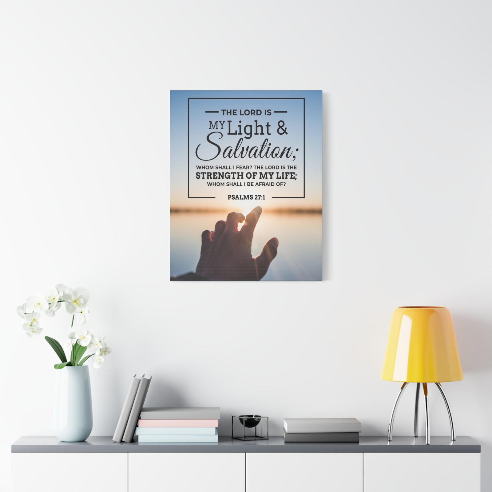 Bible Verse Canvas Light and Salvation Psalms 27:1 Christian Home Decor Scripture Art-Express Your Love Gifts
