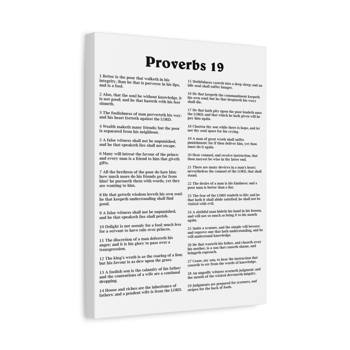 Scripture Walls Proverbs Chapter 19 White Bible Canvas Christian Wall Art Ready to Hang Unframed-Express Your Love Gifts
